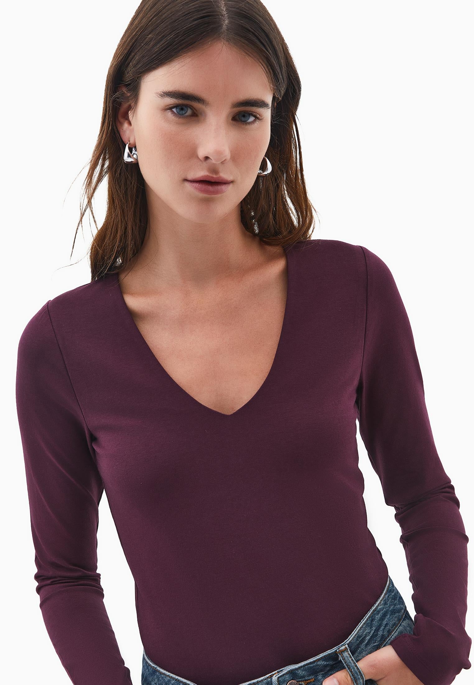 V Neck Long Sleeve T-Shirt - WINETASTING