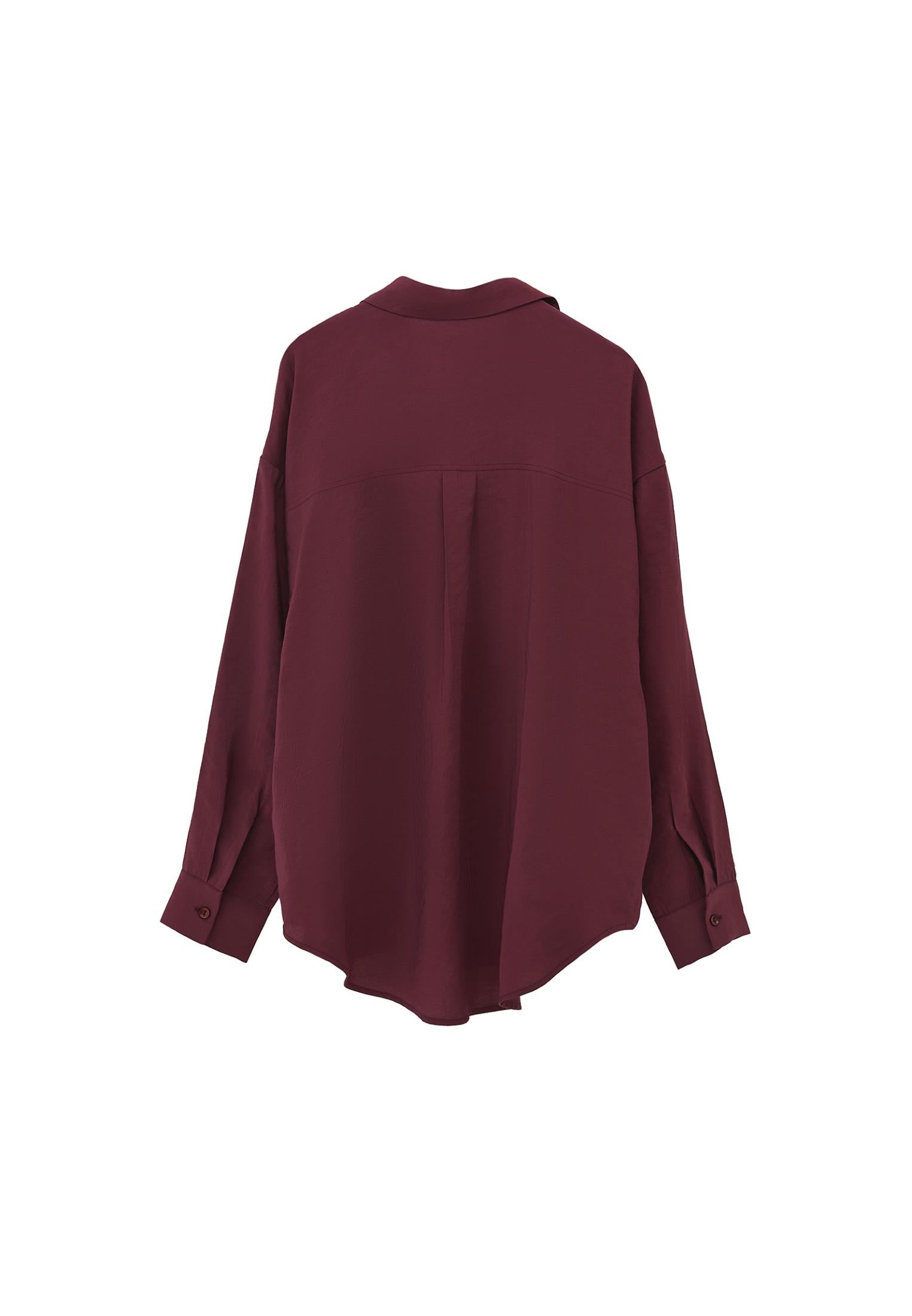 Button Detailed Oversize Shirt - WINETASTING
