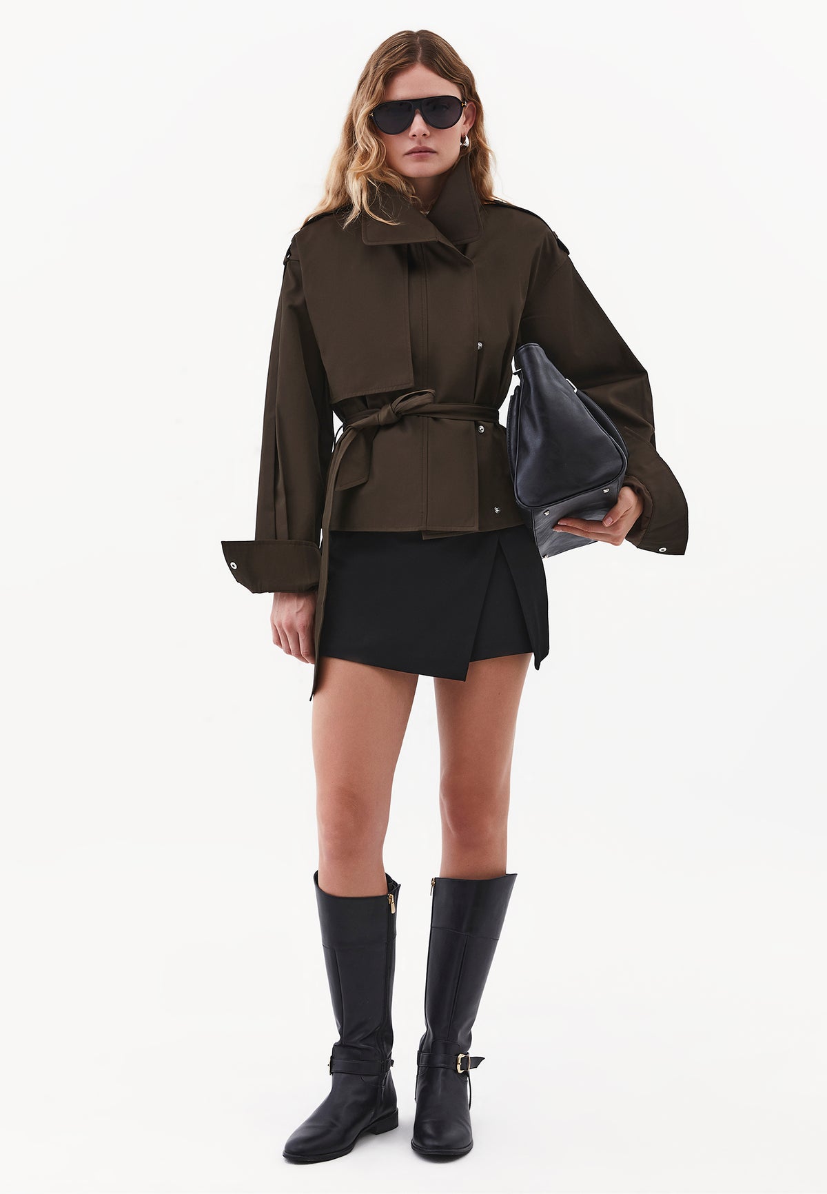 Oversize Long Sleeve Trench Coat - WREN