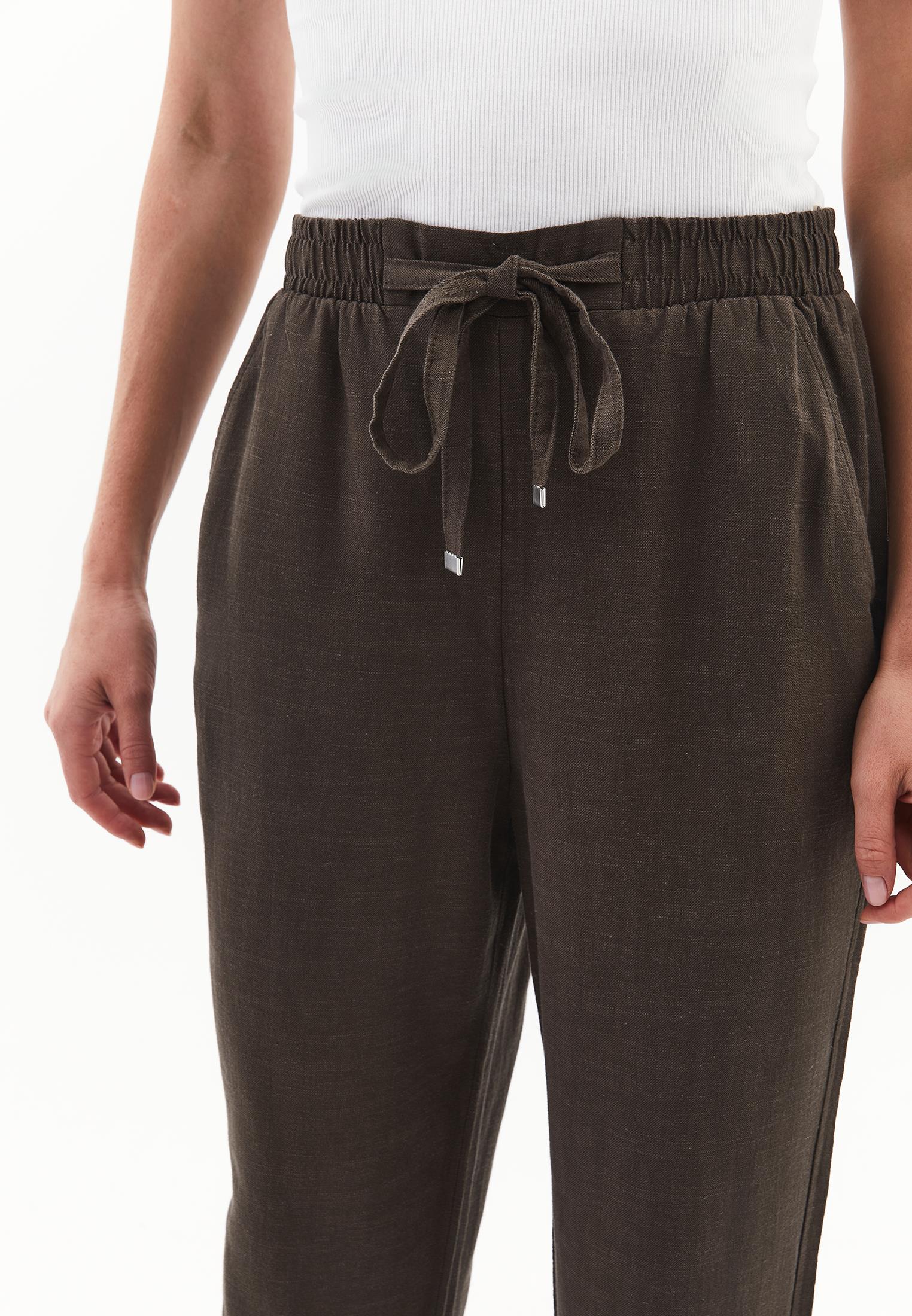 Woven Linen Carrot Pants - WREN