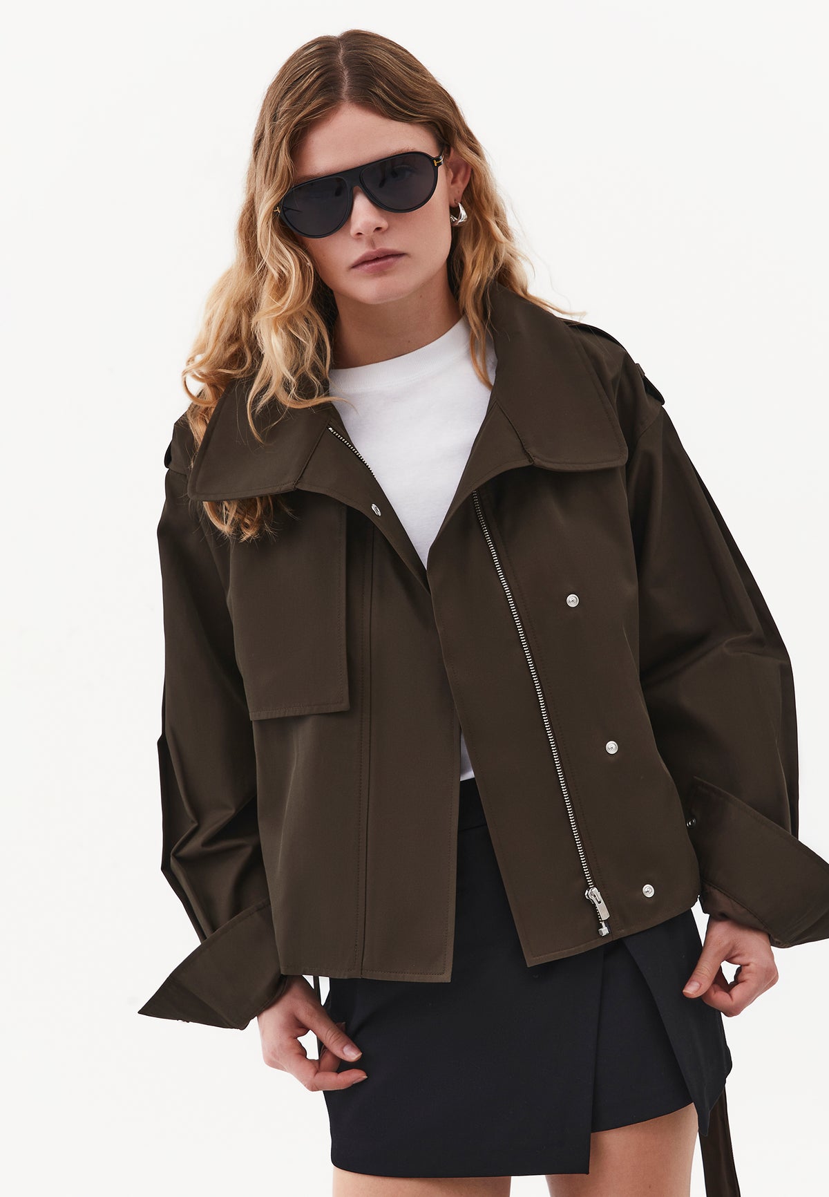 Oversize Long Sleeve Trench Coat - WREN