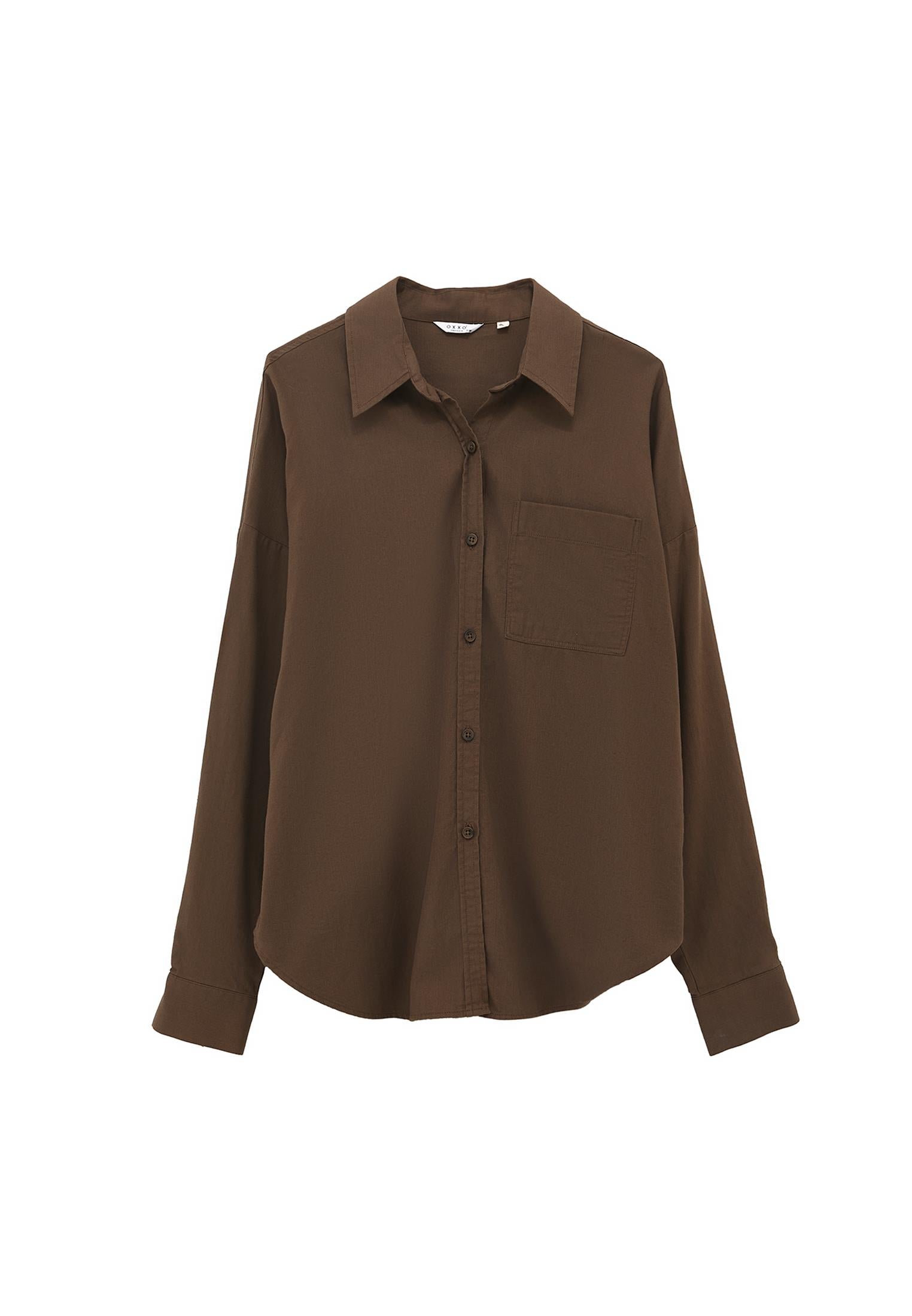 Buttoned Shirt Collar Oversize Shirt - WREN