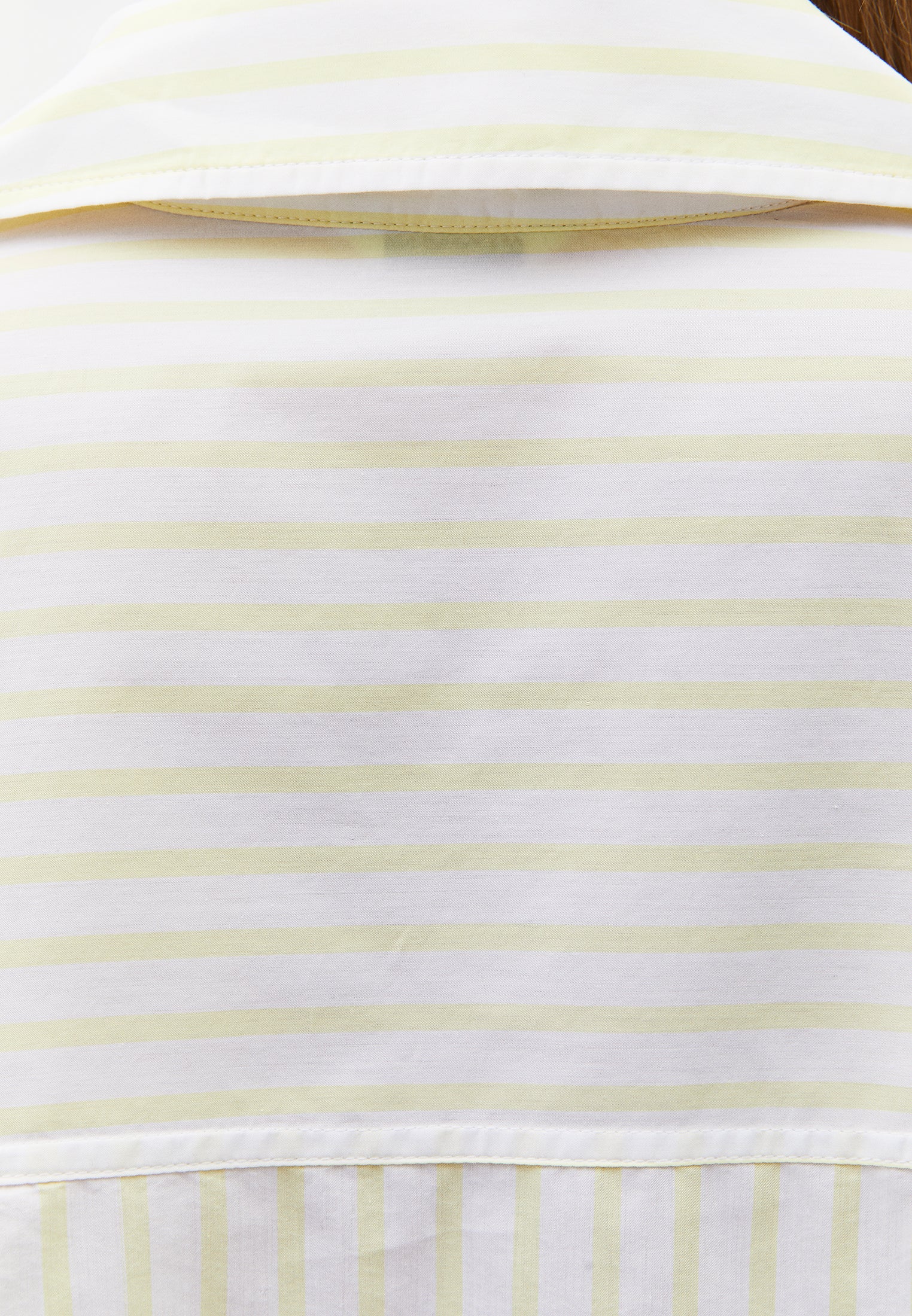 Oversize Shirt Collar Long Sleeve Shirt - YELLOW PEAR STRIPE