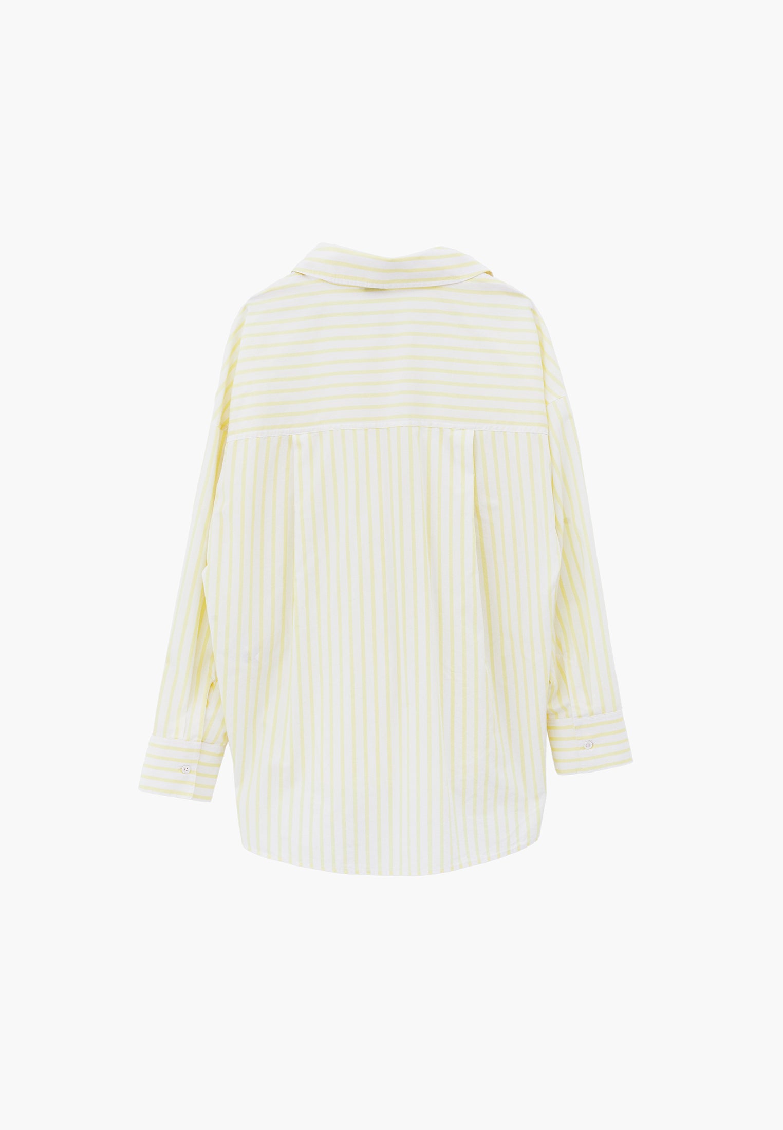 Oversize Shirt Collar Long Sleeve Shirt - YELLOW PEAR STRIPE