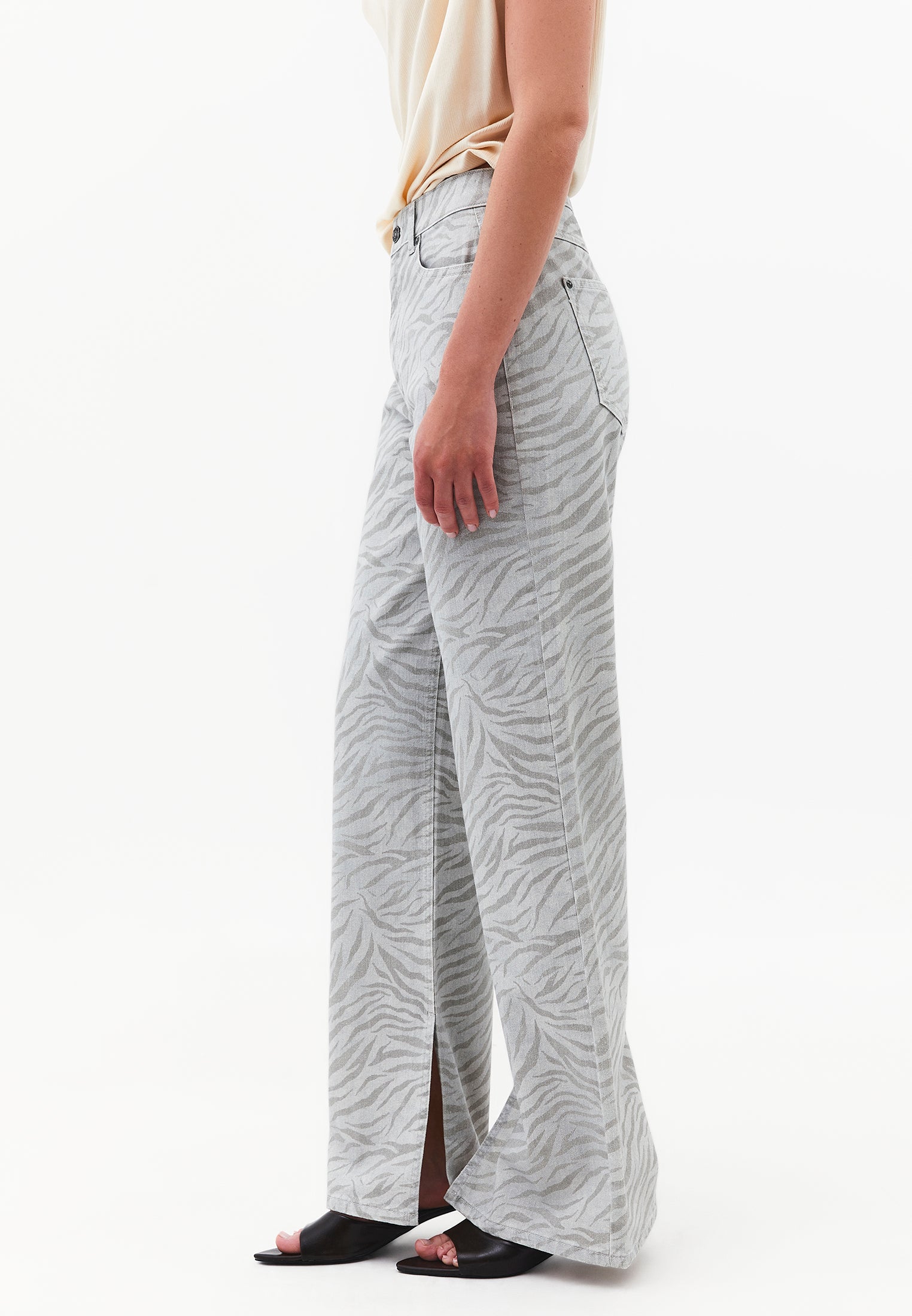 Animal Print High Waist Straight Leg Pants - ZEBRA COMB