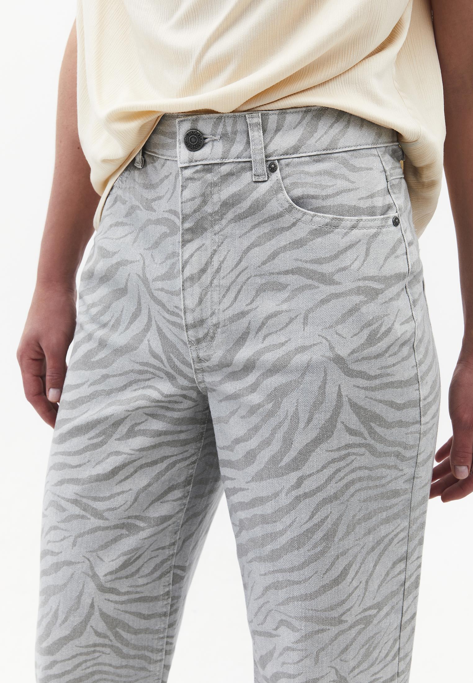 Animal Print High Waist Straight Leg Pants - ZEBRA COMB