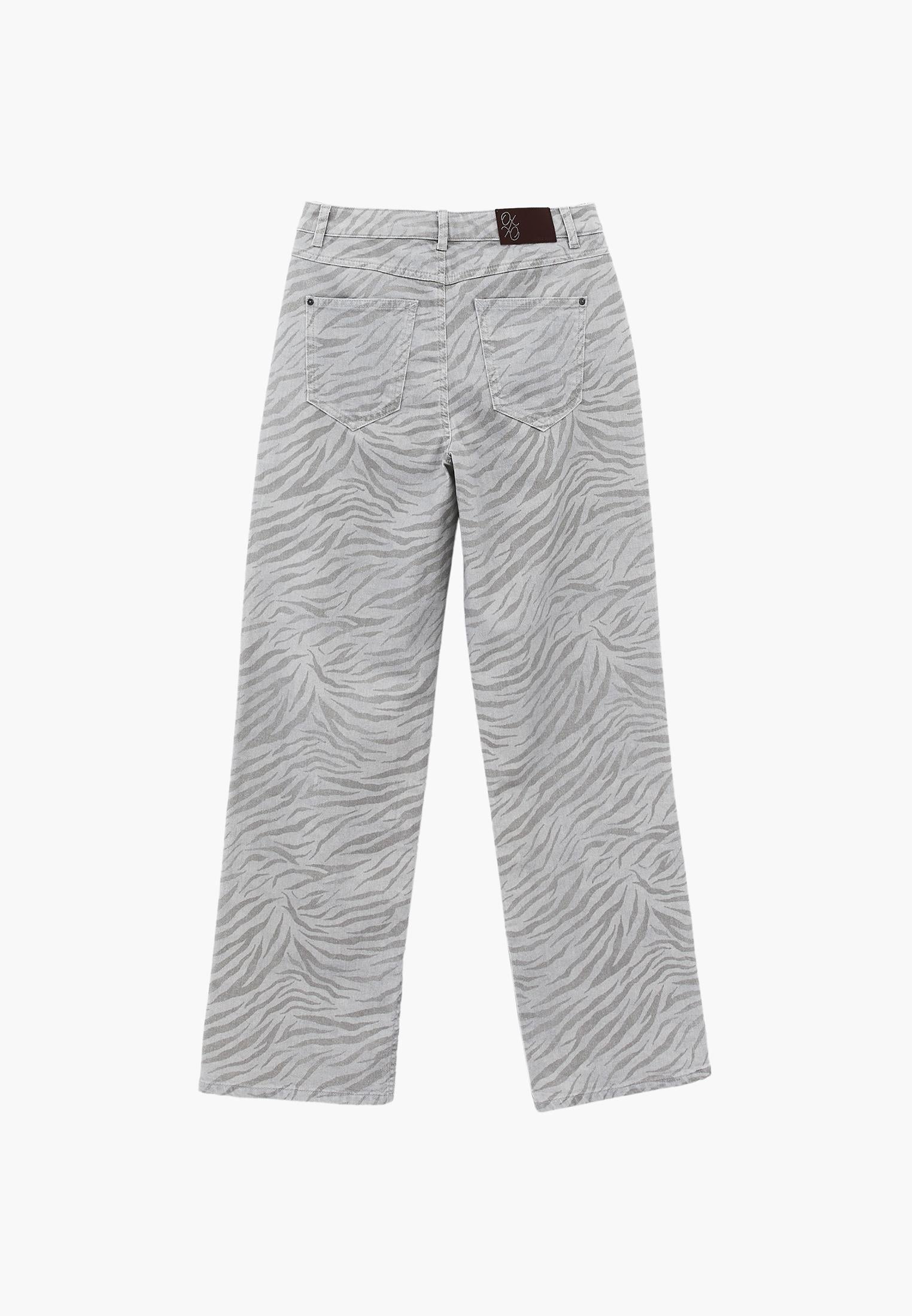 Animal Print High Waist Straight Leg Pants - ZEBRA COMB