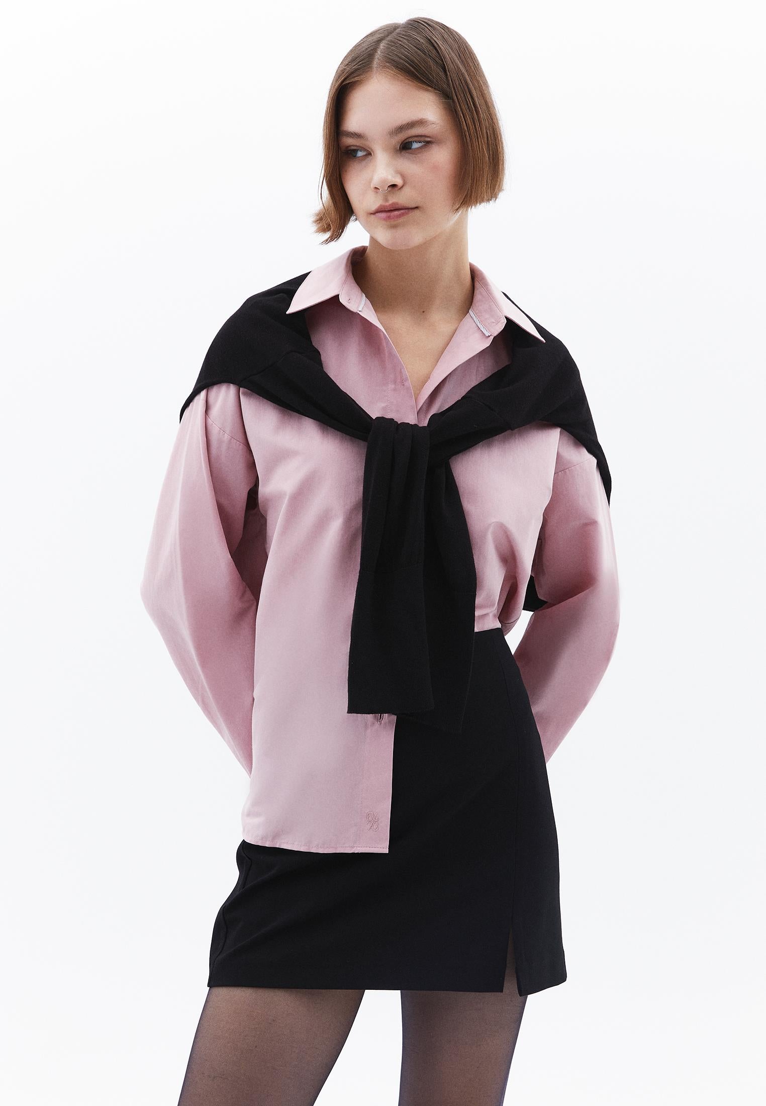 Shirt Collar Loose Woven Shirt - ZEPHYR