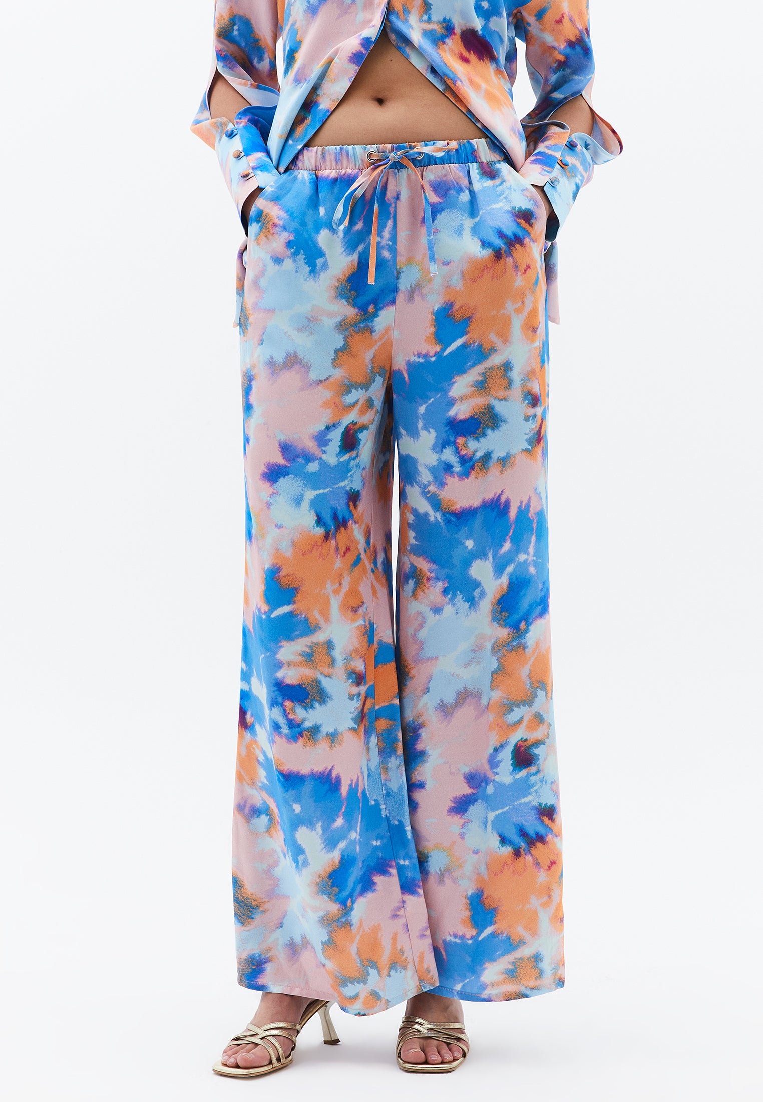 High Waist Wide Leg Trousers With Pocket Detail - ABSTRACT COMB