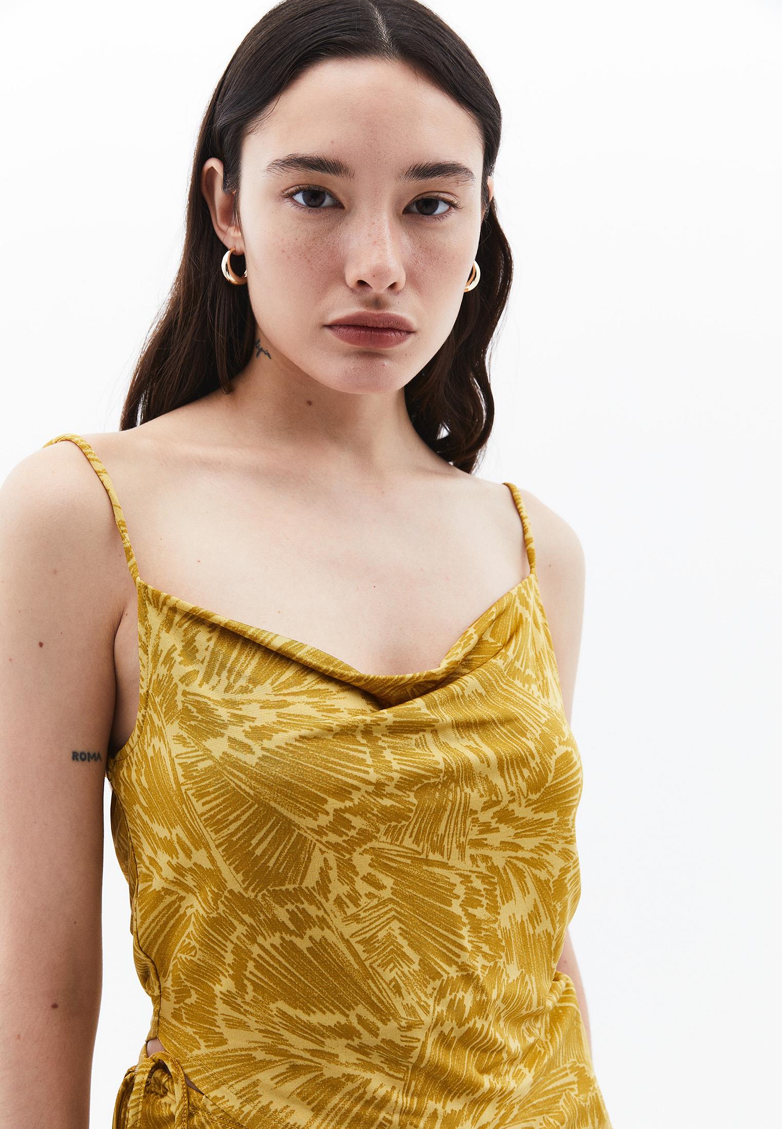 Asymmetric Tie Strap Tank Top - ABSTRACT COMB