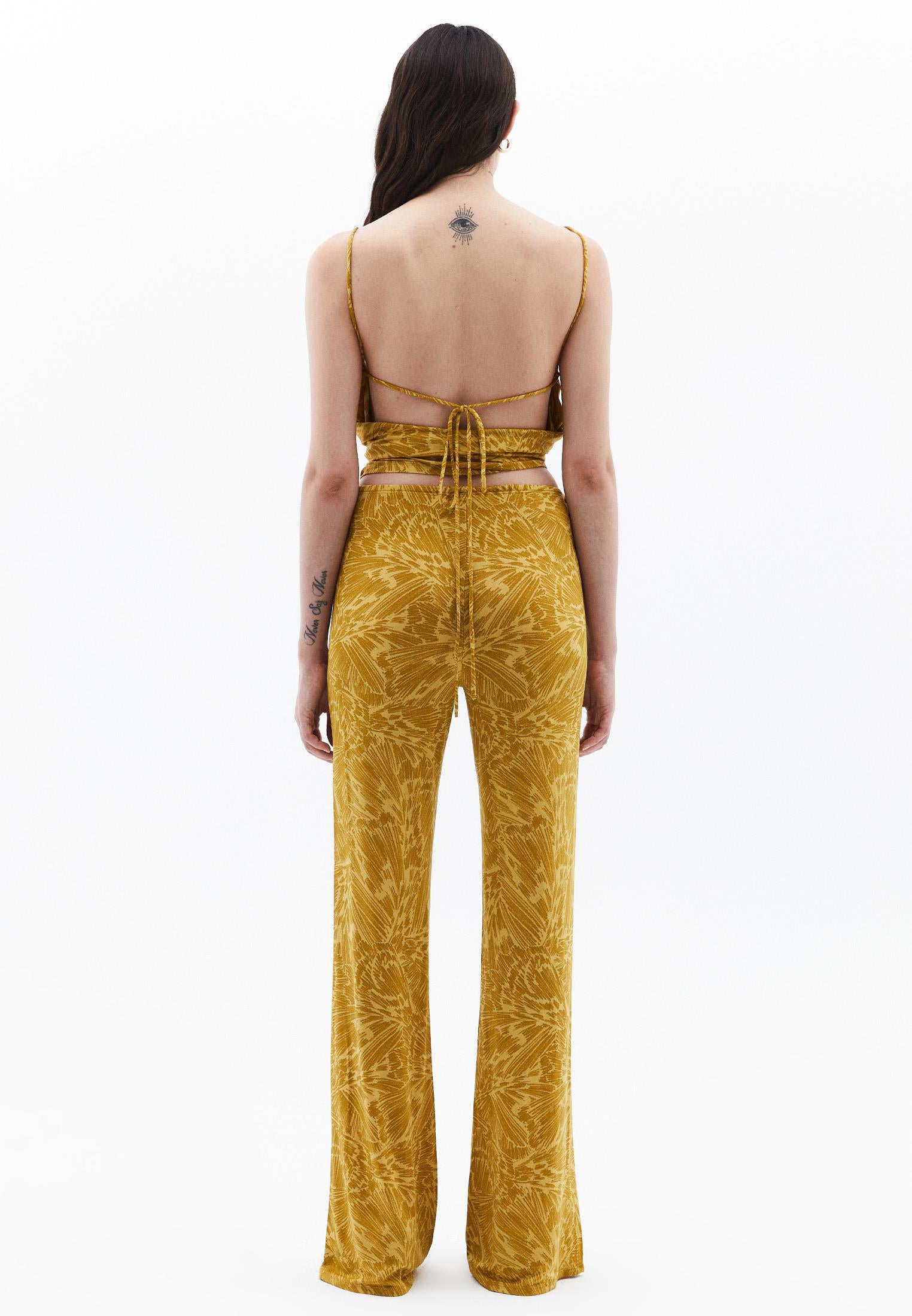 High Waist Tied Flared Pants - ABSTRACT COMB