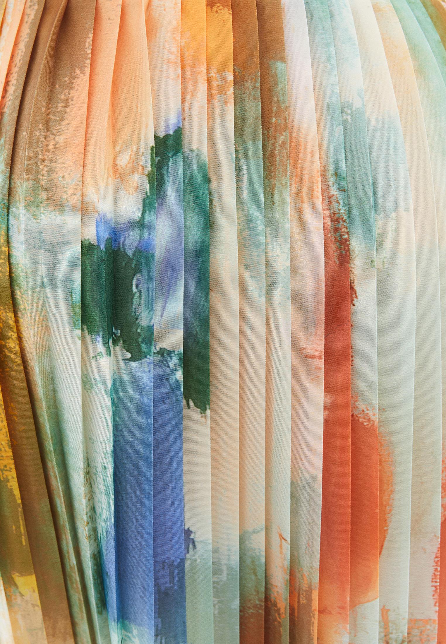 Pleated Long High Waist Skirt - ABSTRACT COMB