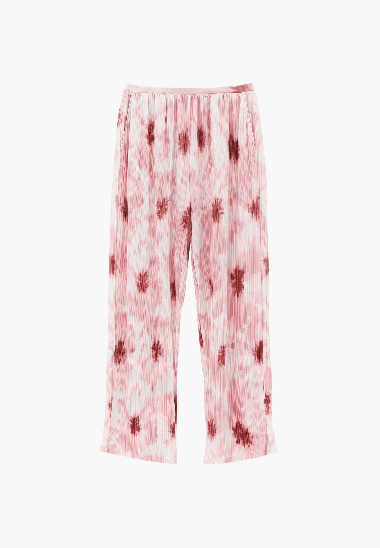 High Waist Pleated Printed Straight Pants - ABSTRACT COMB
