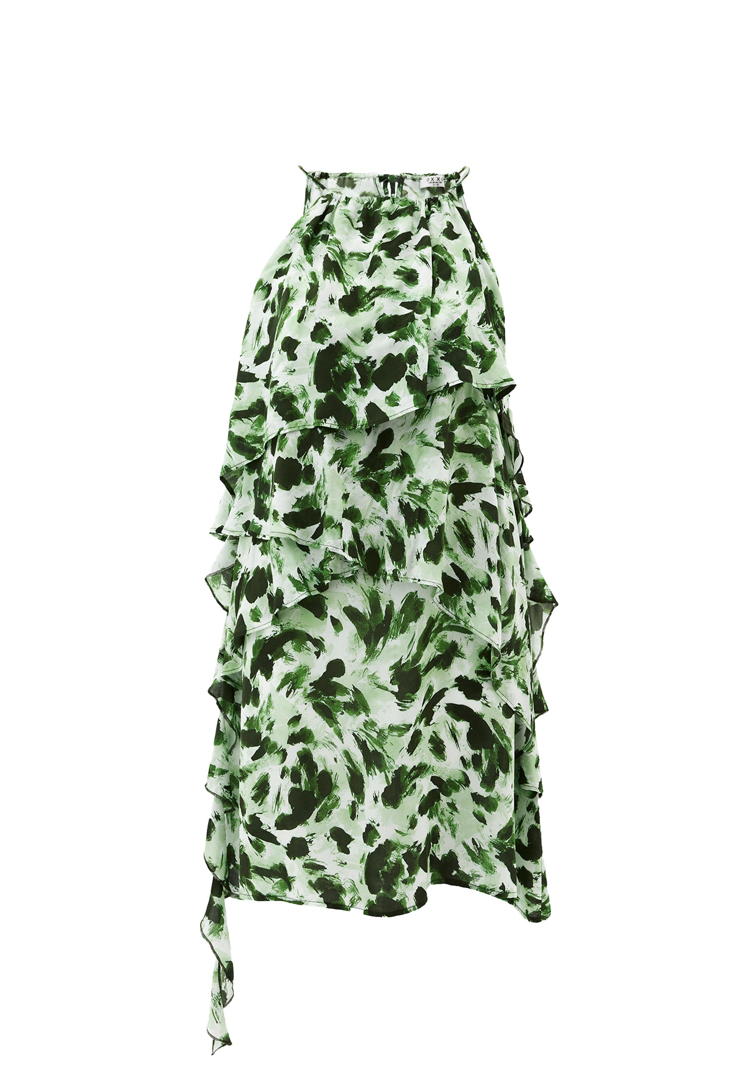 Halter Neck Flared Printed Short Dress - ABSTRACT COMB