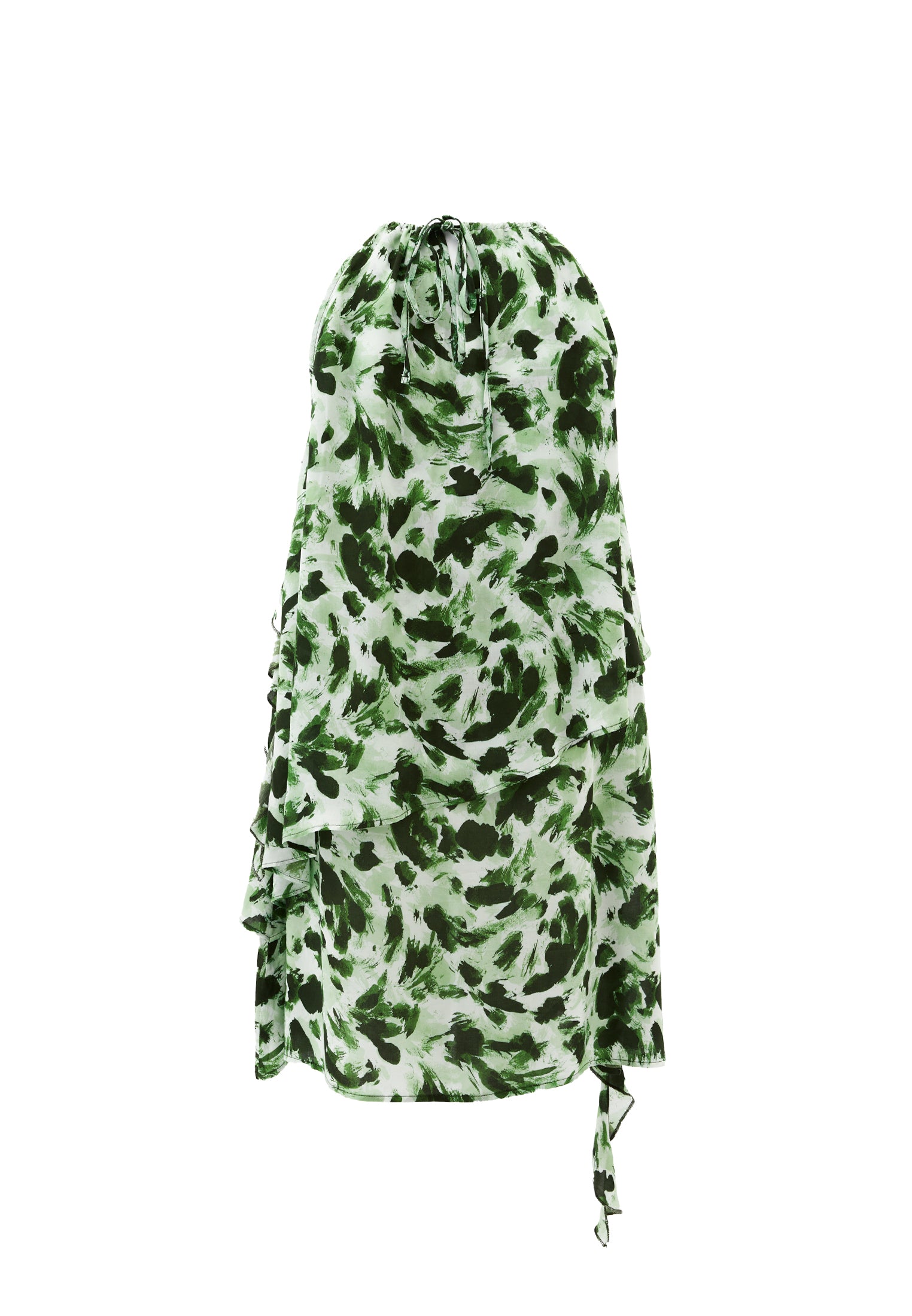 Halter Neck Flared Printed Short Dress - ABSTRACT COMB