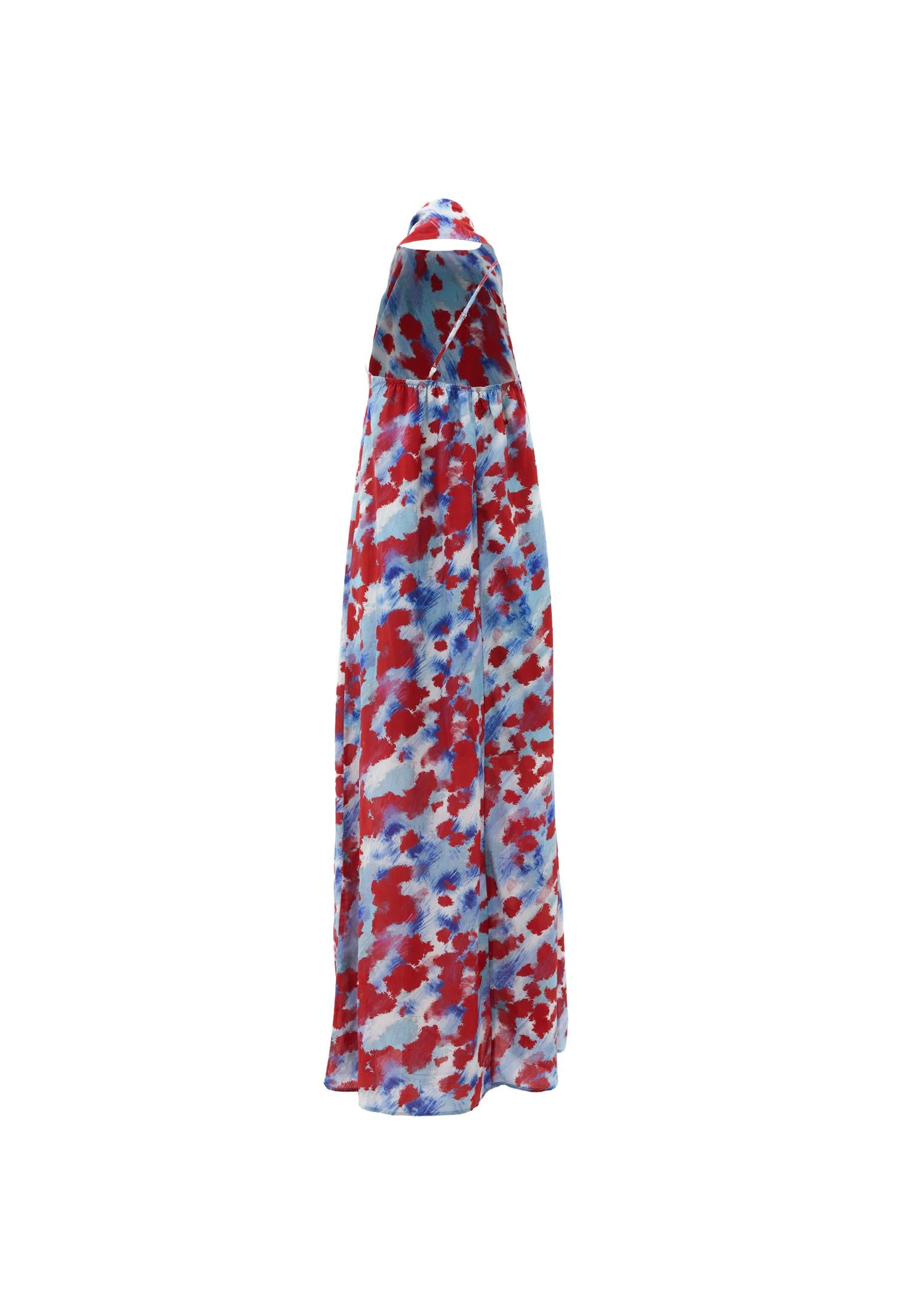 Bow Detailed One Shoulder Printed Long Dress - ABSTRACT COMB