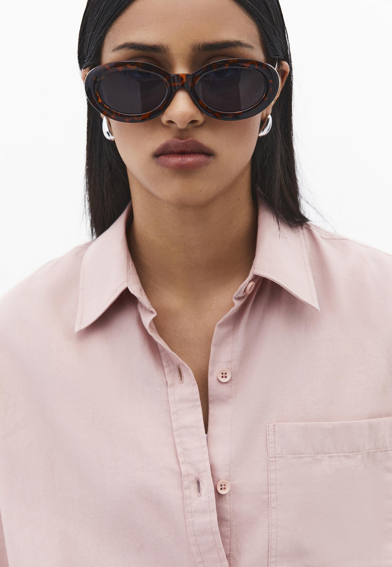 Oversize Long Sleeve Shirt With Pocket Detail - ADOBE ROSE