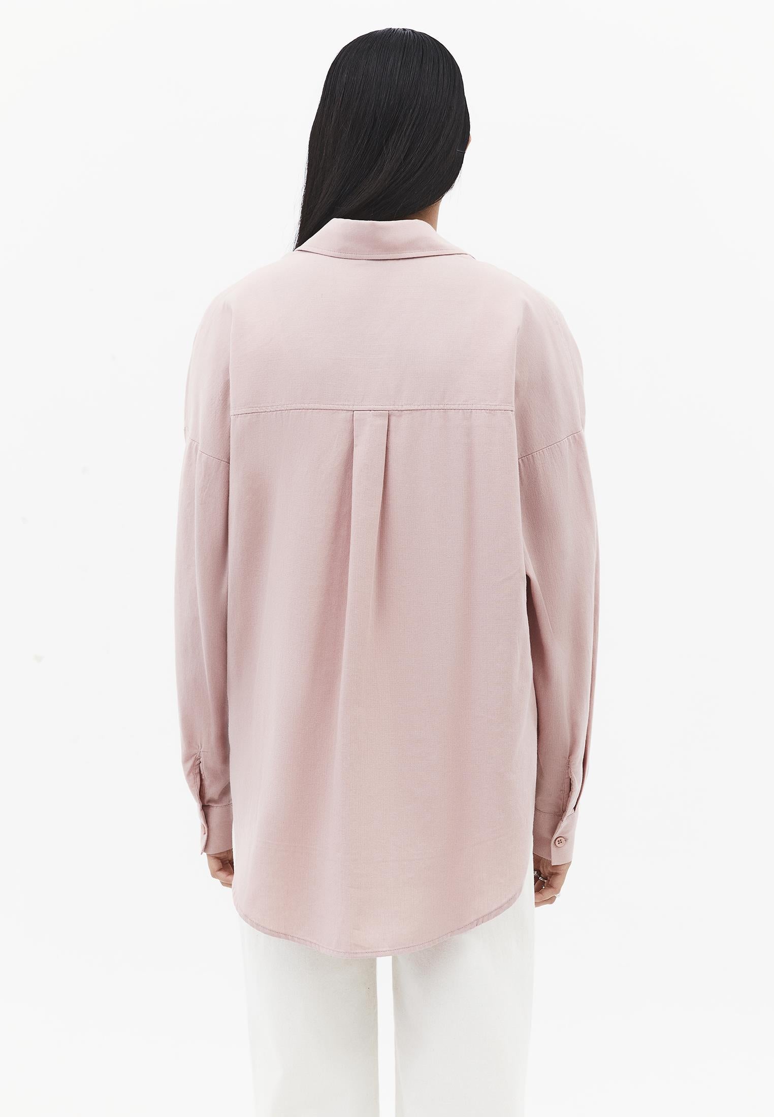 Oversize Long Sleeve Shirt With Pocket Detail - ADOBE ROSE