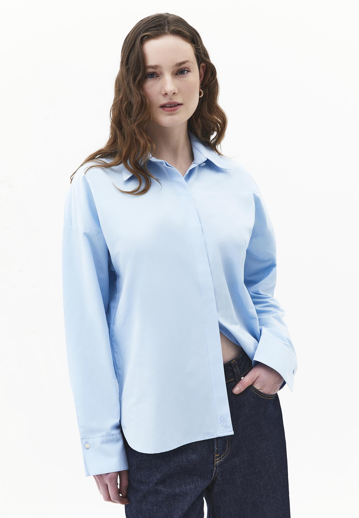 Loose Fit Button Detailed Shirt - AIRY BLUE