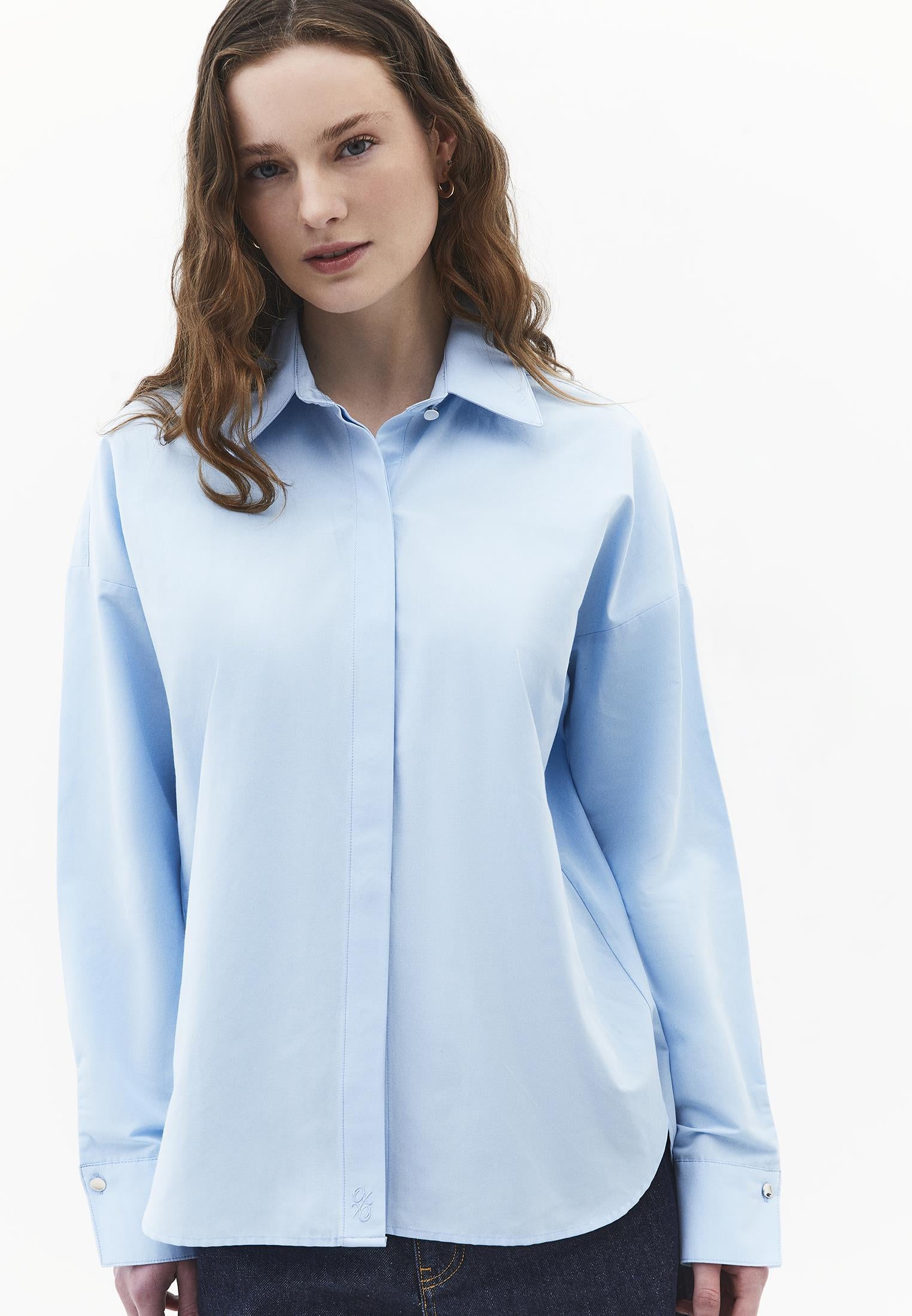 Loose Fit Button Detailed Shirt - AIRY BLUE