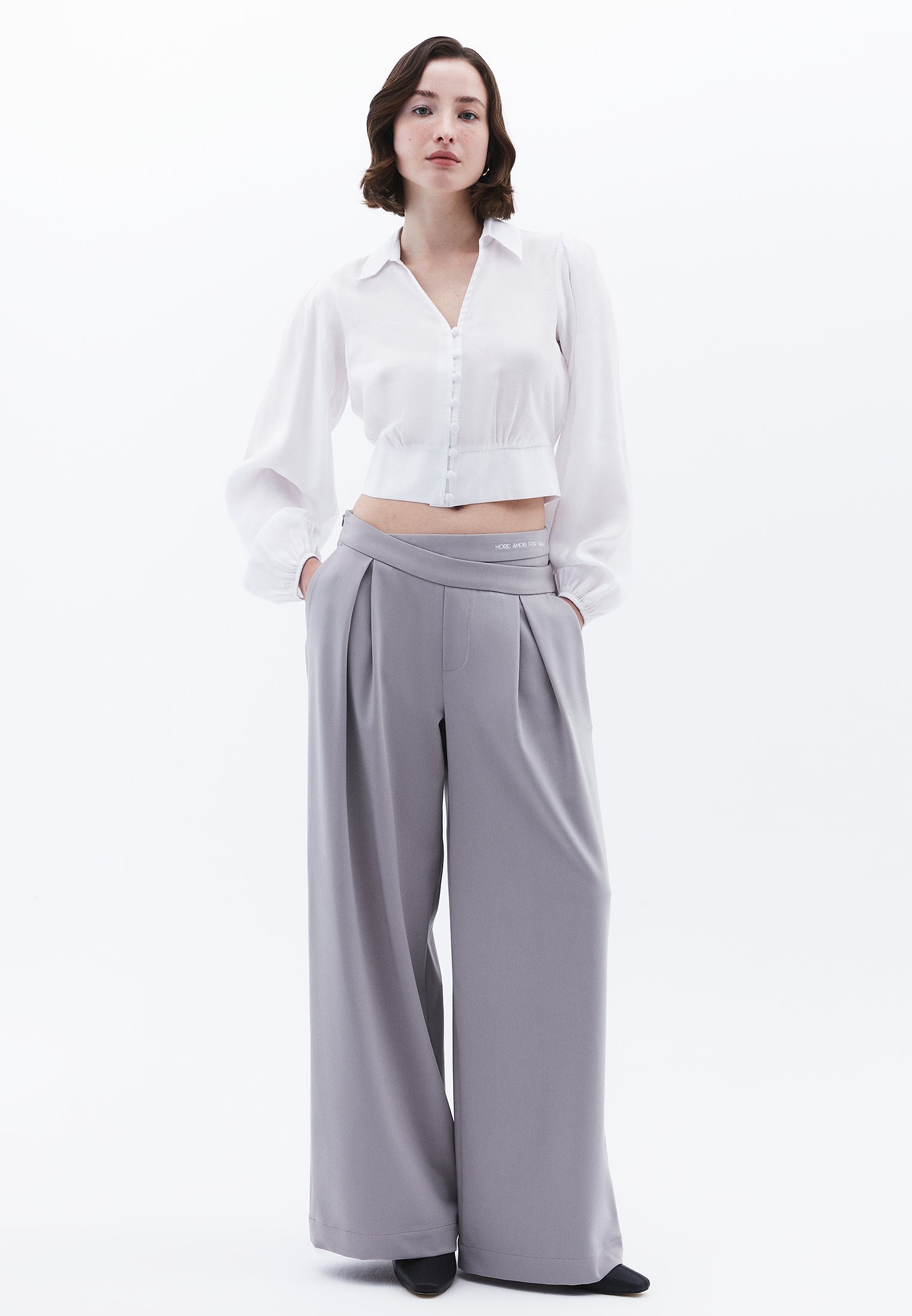 Wide Leg Trousers With Belt Detail - ALLOY