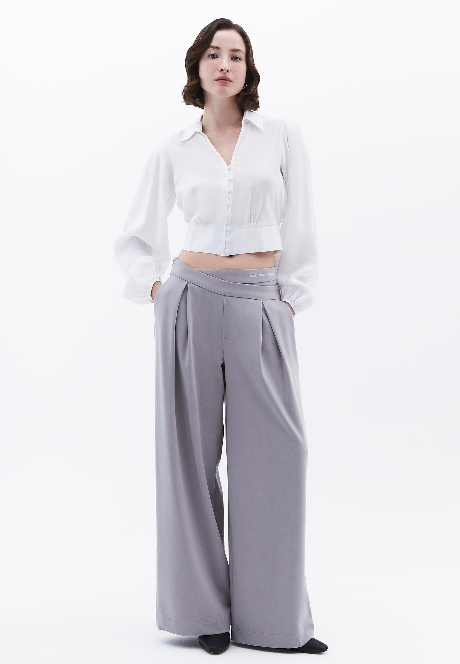 Wide Leg Trousers With Belt Detail - ALLOY