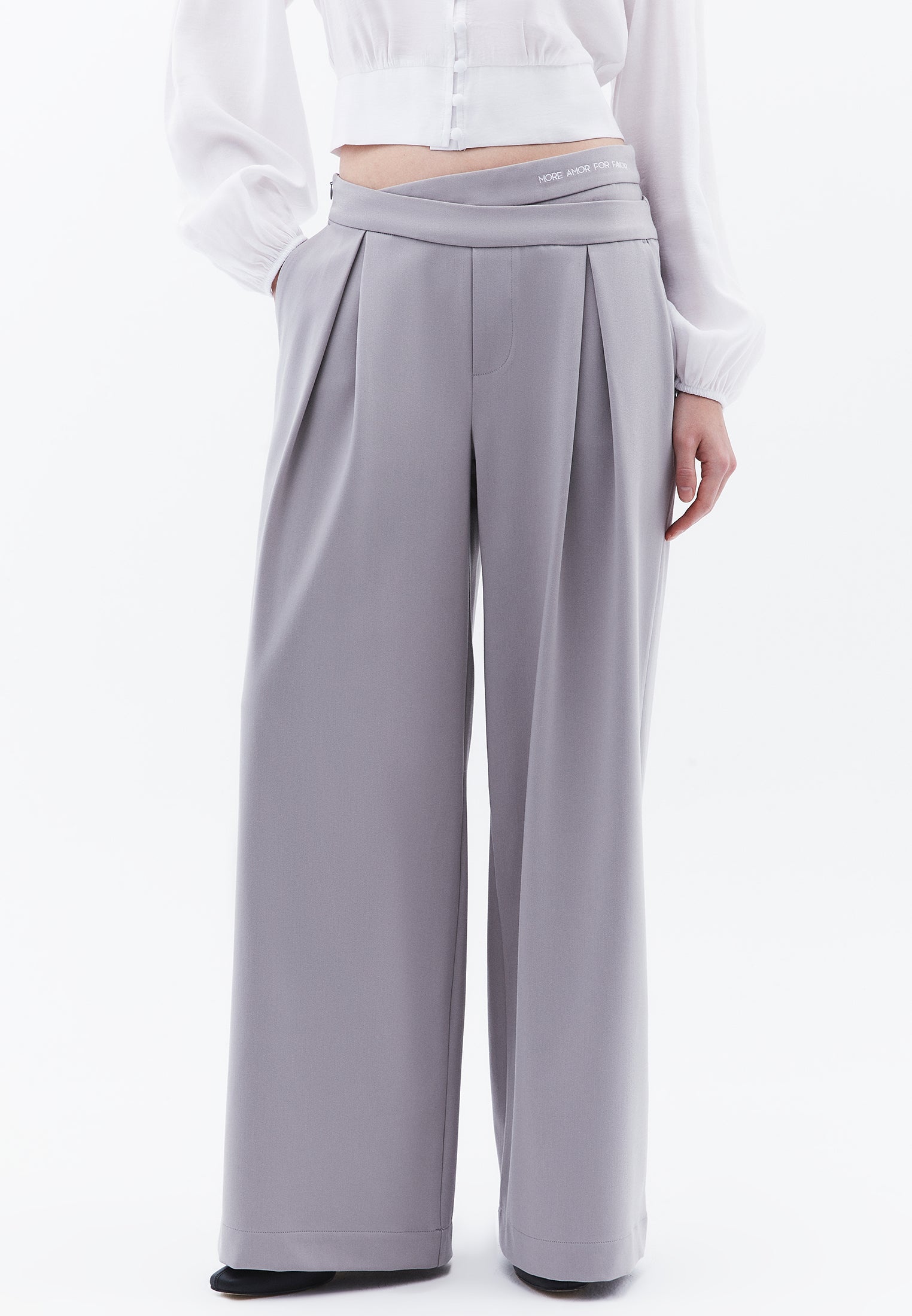 Wide Leg Trousers With Belt Detail - ALLOY