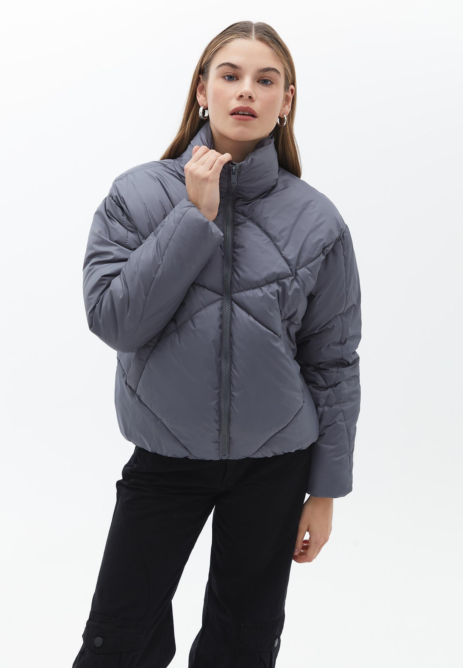 High Neck Long Sleeve Coat - ALLOY