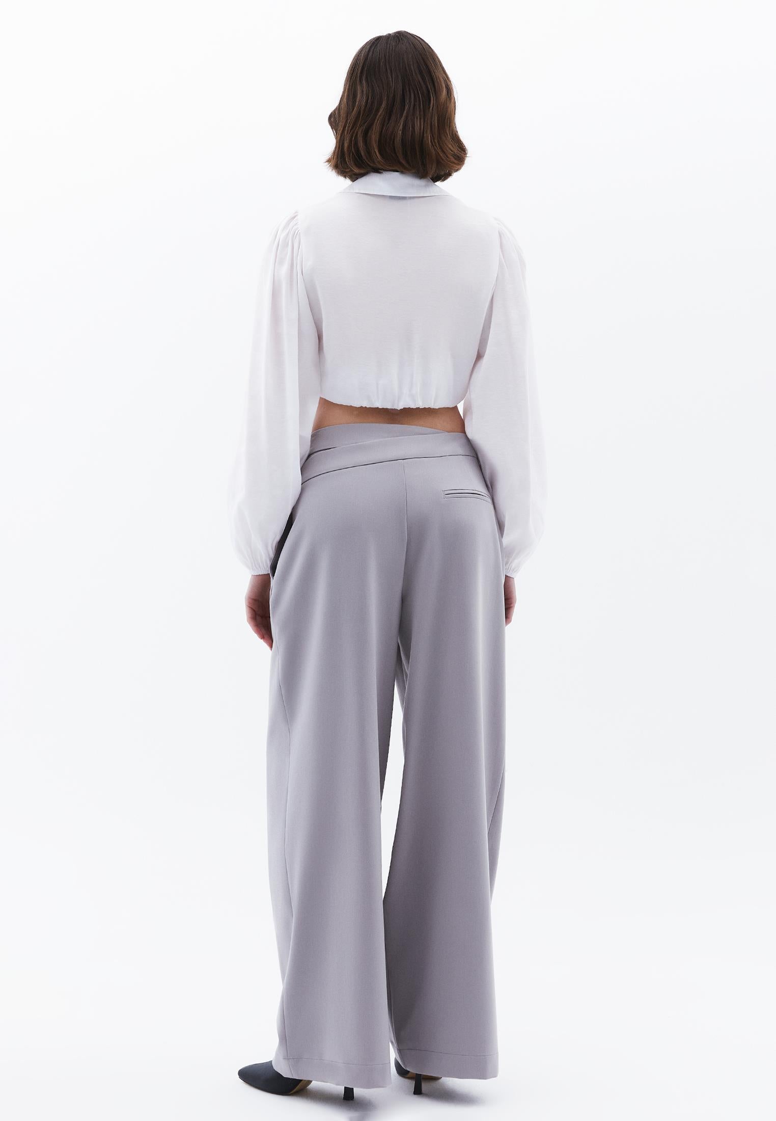 Wide Leg Trousers With Belt Detail - ALLOY