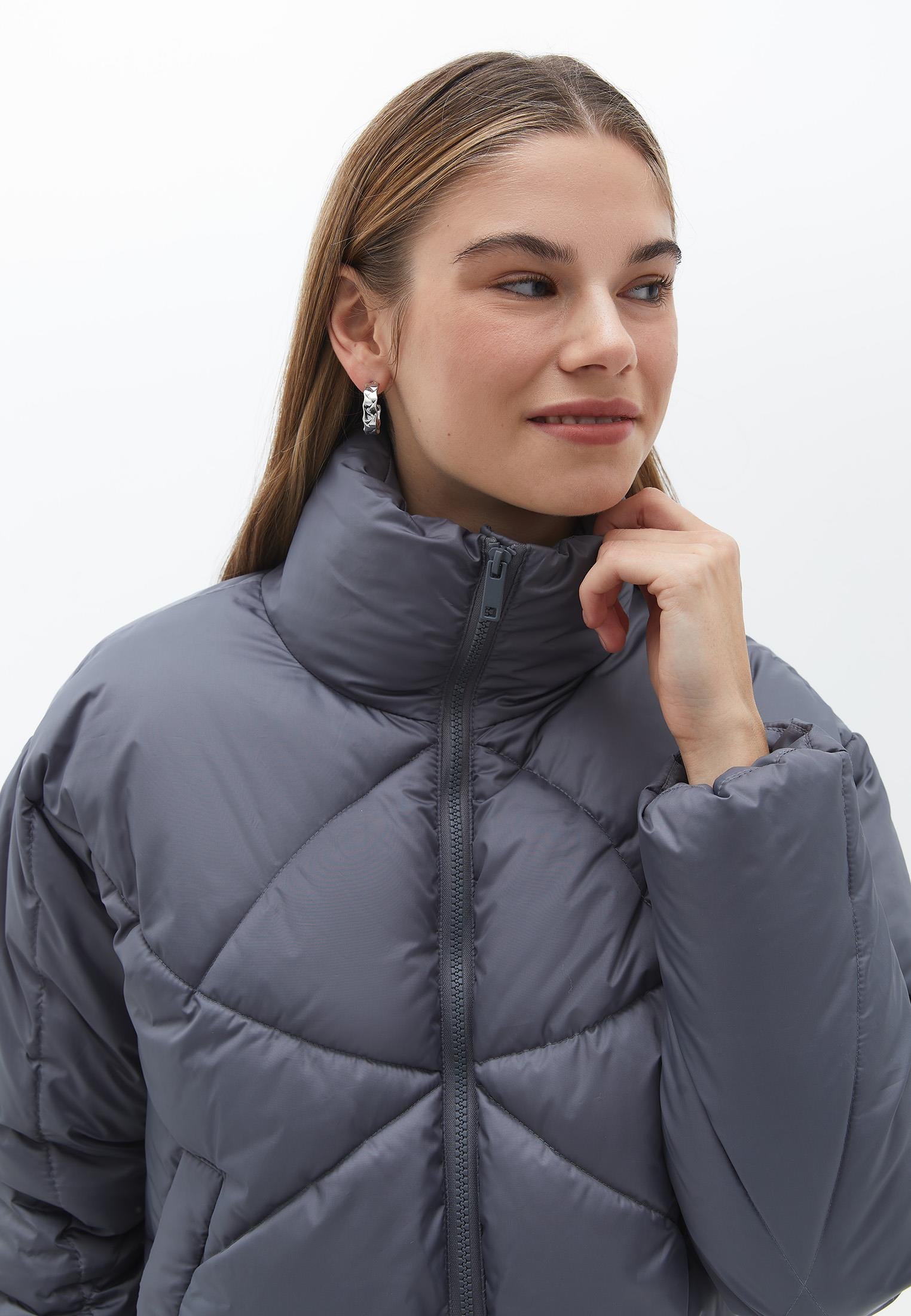 High Neck Long Sleeve Coat - ALLOY