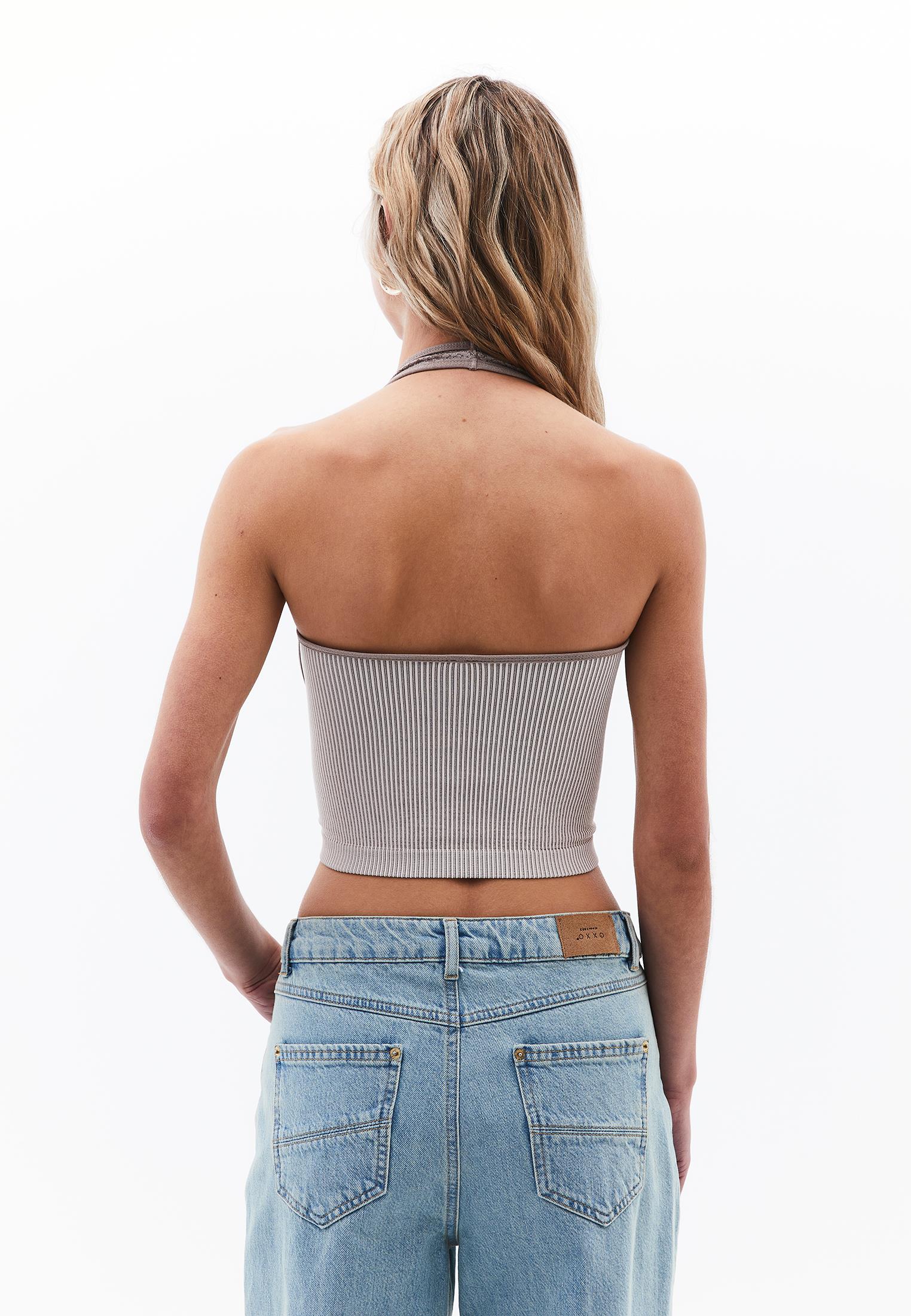High Neck Tank Top - ALMOND ANIMAL COMB