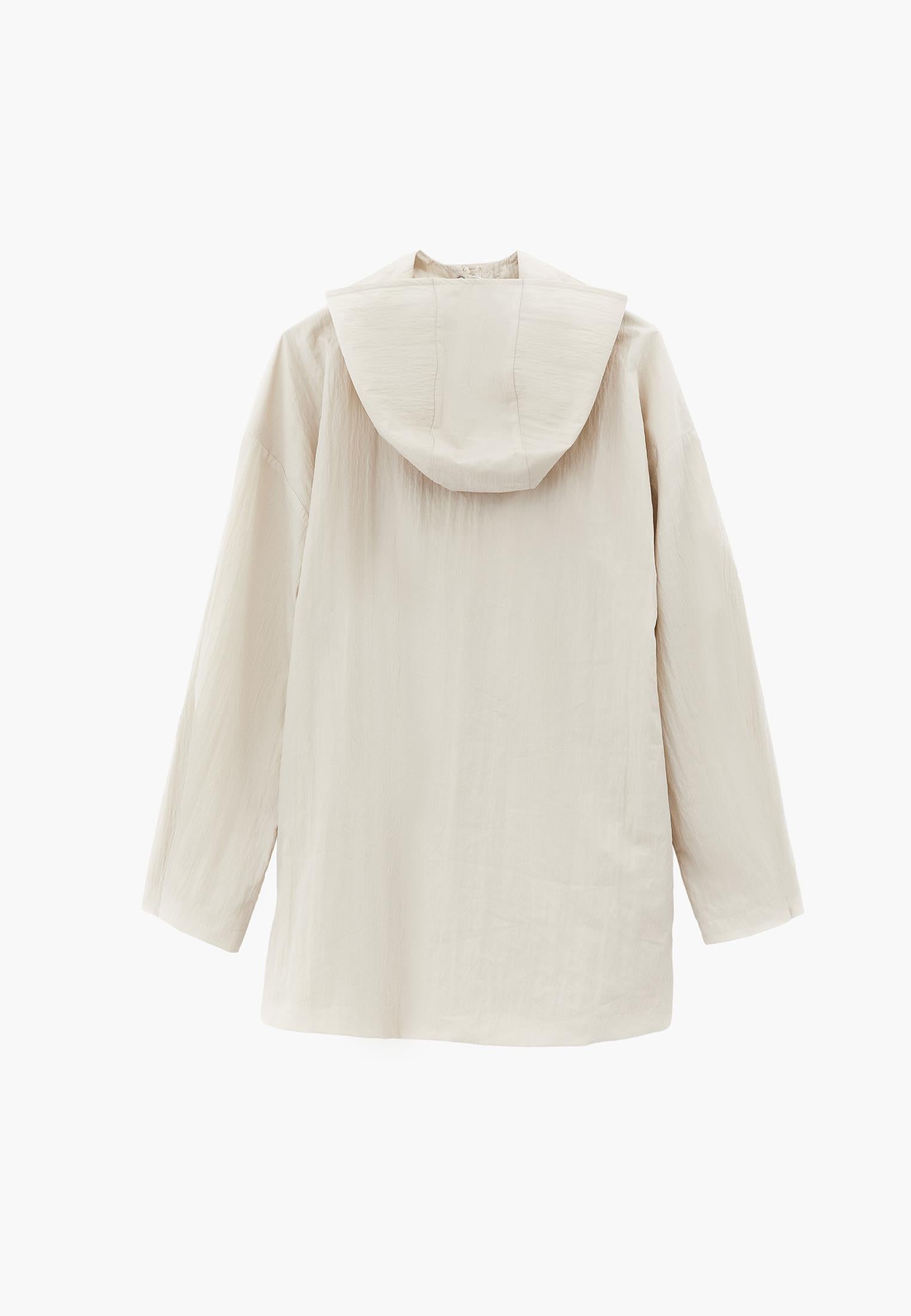 Hooded Jacket With Multiple Pocket Details - ALMOND MILK