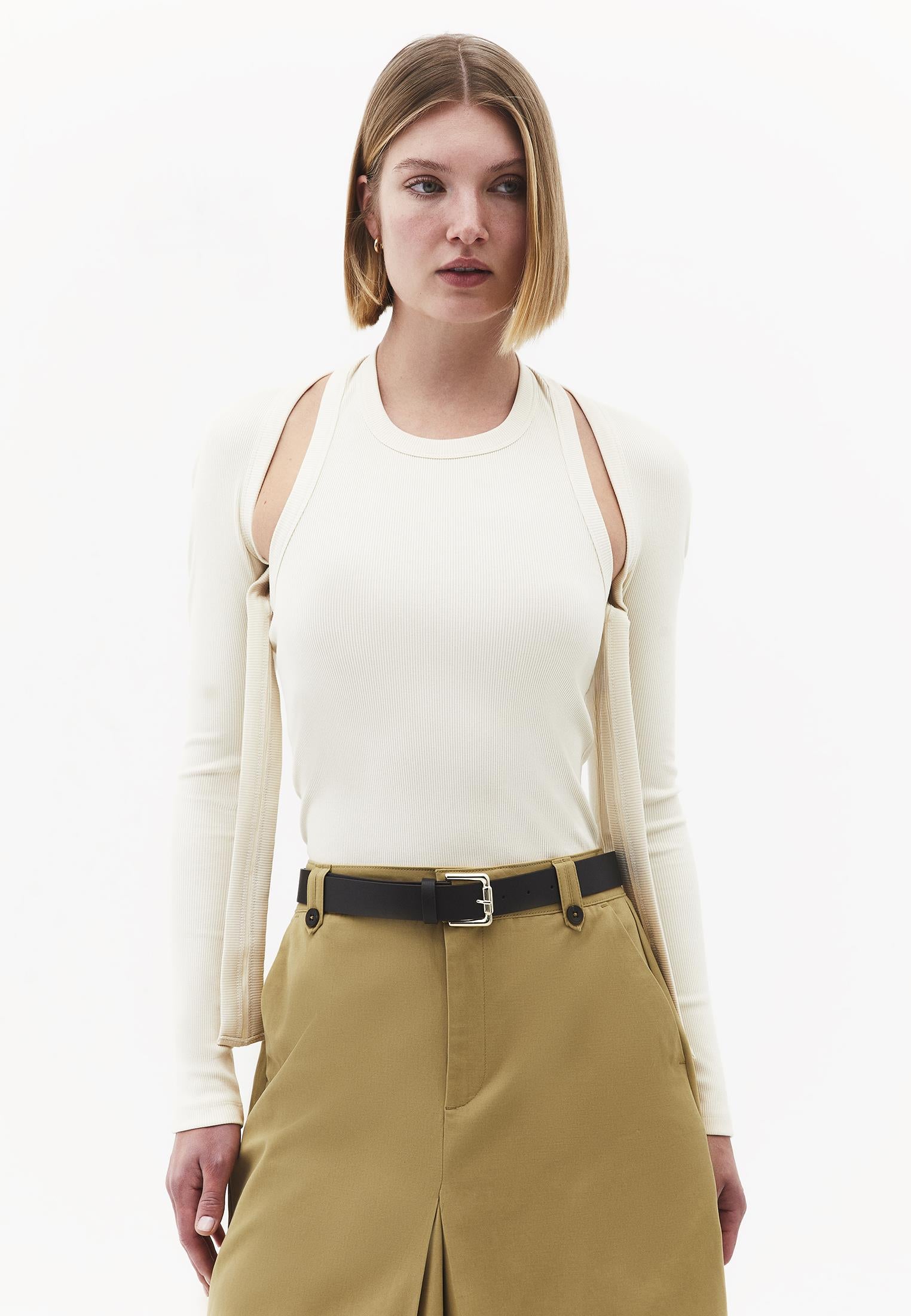 Halter Neck Sleeveless Blouse - ALMOND MILK