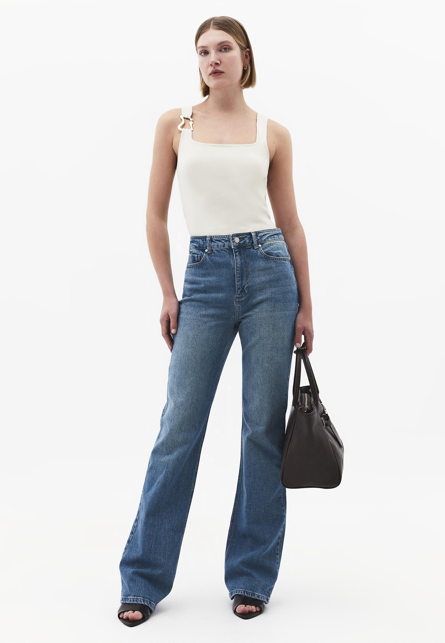 Square Neck Sleeveless Tank Top - ALMOND MILK