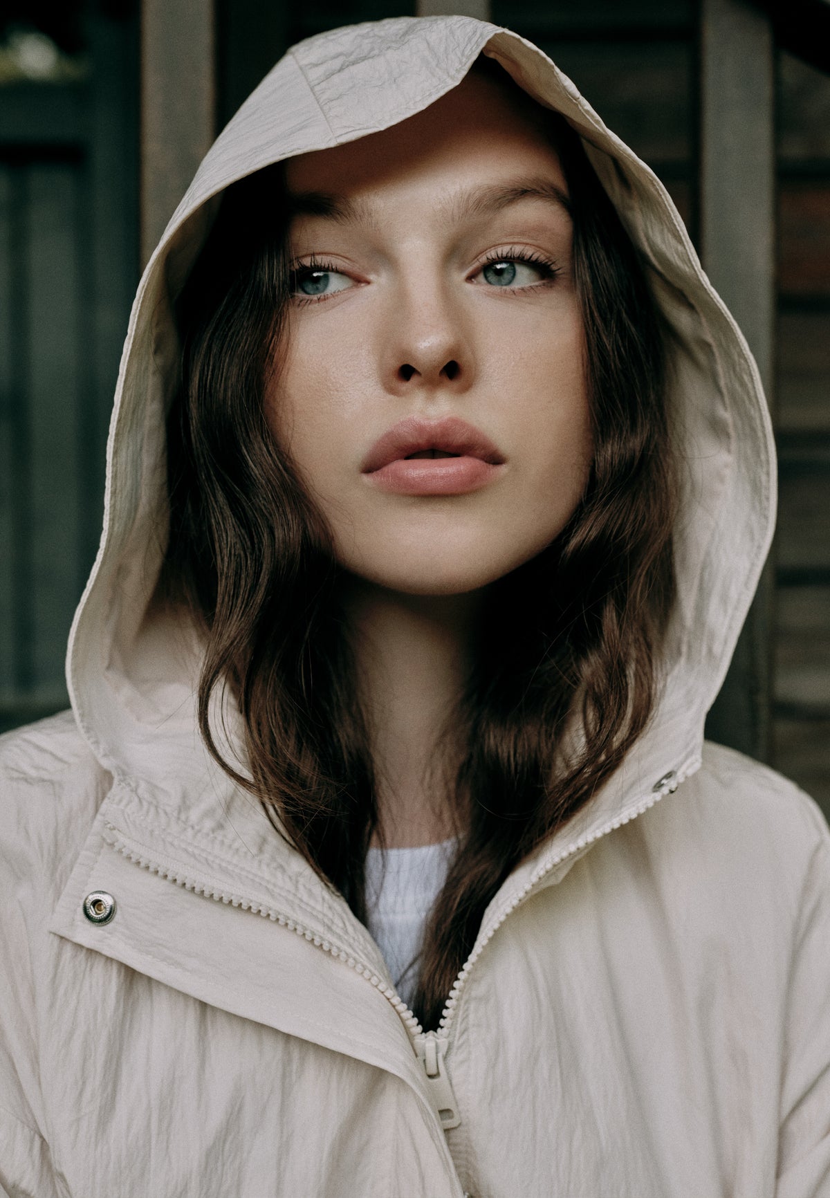 Hooded Jacket With Multiple Pocket Details - ALMOND MILK