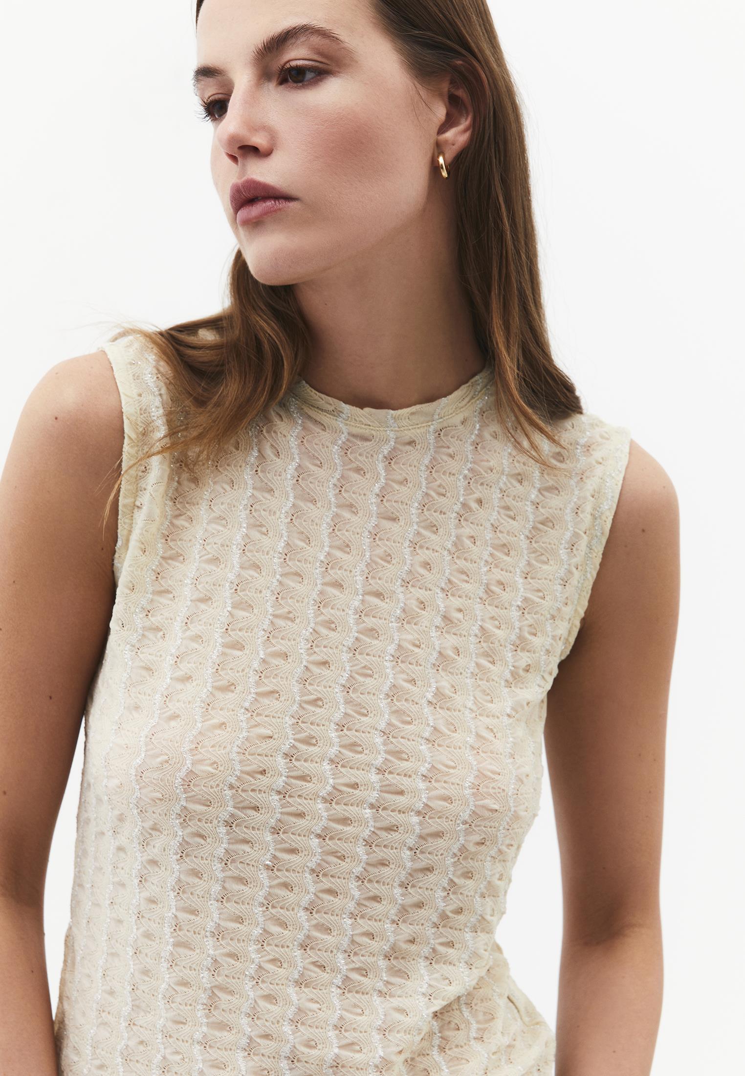 Fitted Standard Tank Top With Buckle Detail And Crew Neck - ALMOND MILK