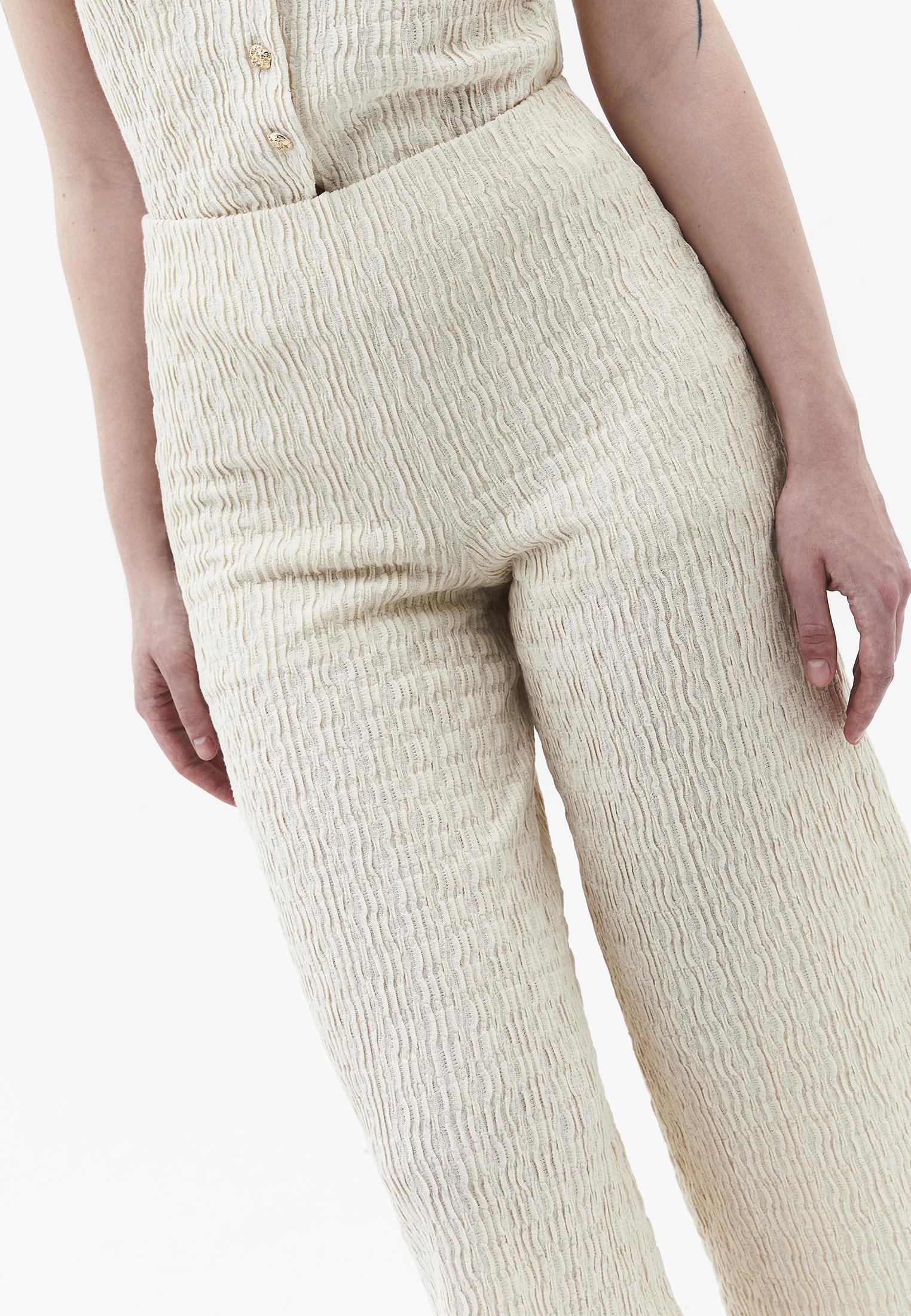 Wide Leg Midi Culotte Pants - ALMOND MILK