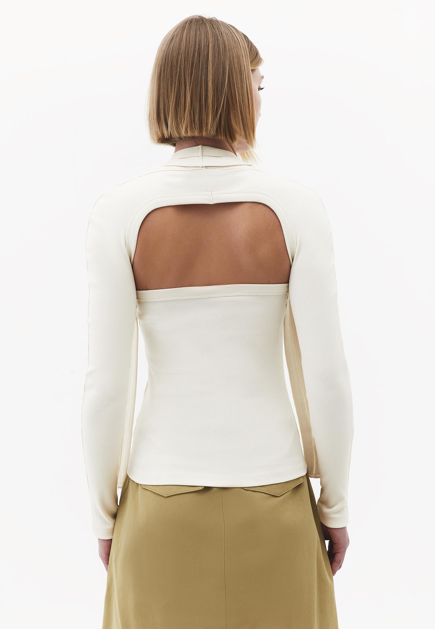 Halter Neck Sleeveless Blouse - ALMOND MILK