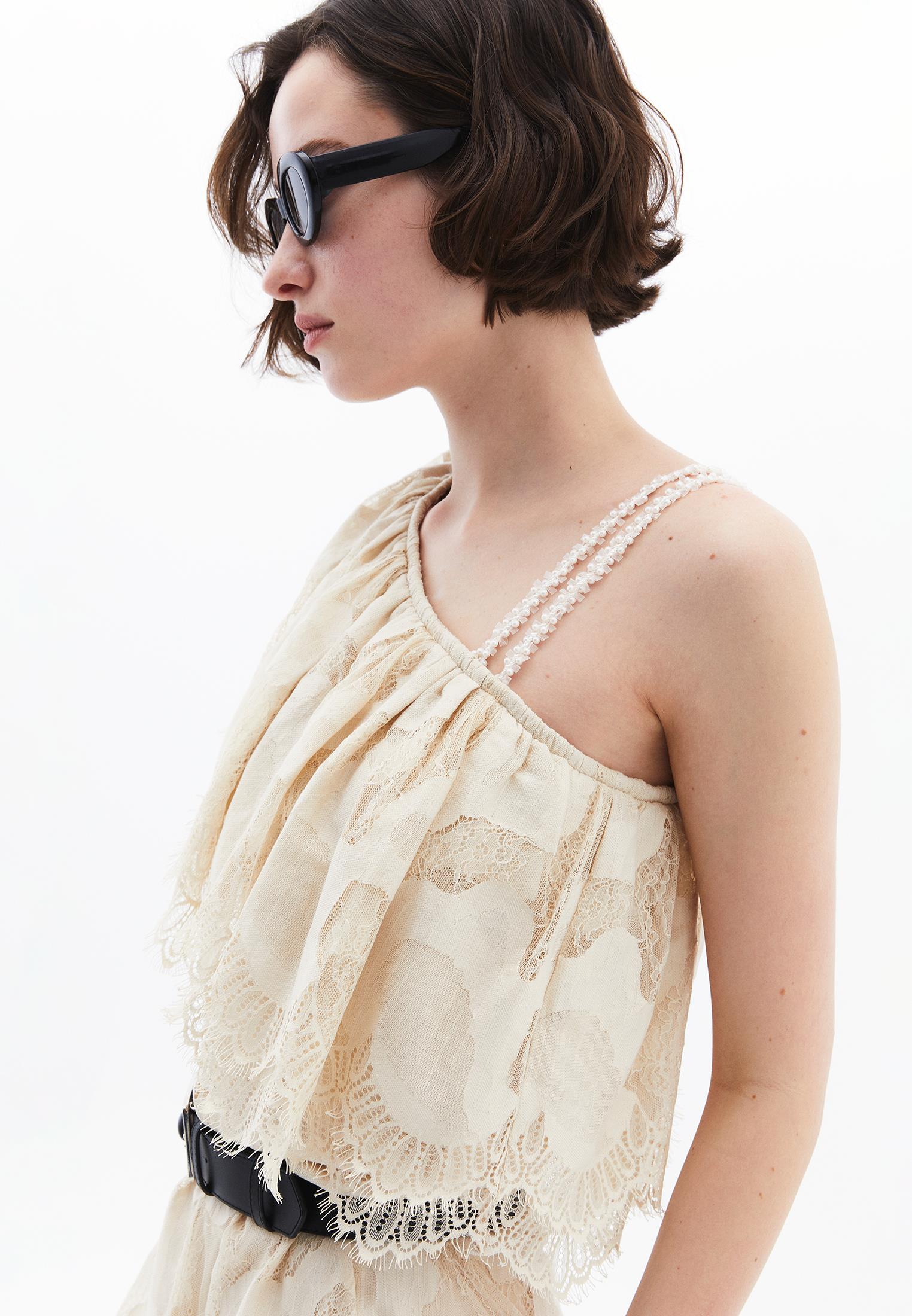 One Shoulder Ruffled Detail Short Dress - ALMOND MILK