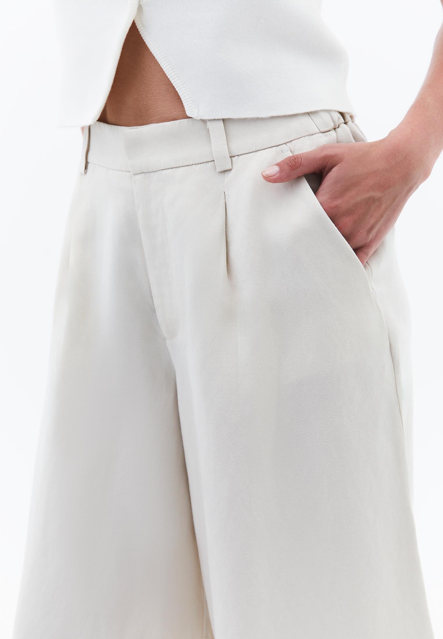 Ultra High Waist Culotte - ALMOND MILK