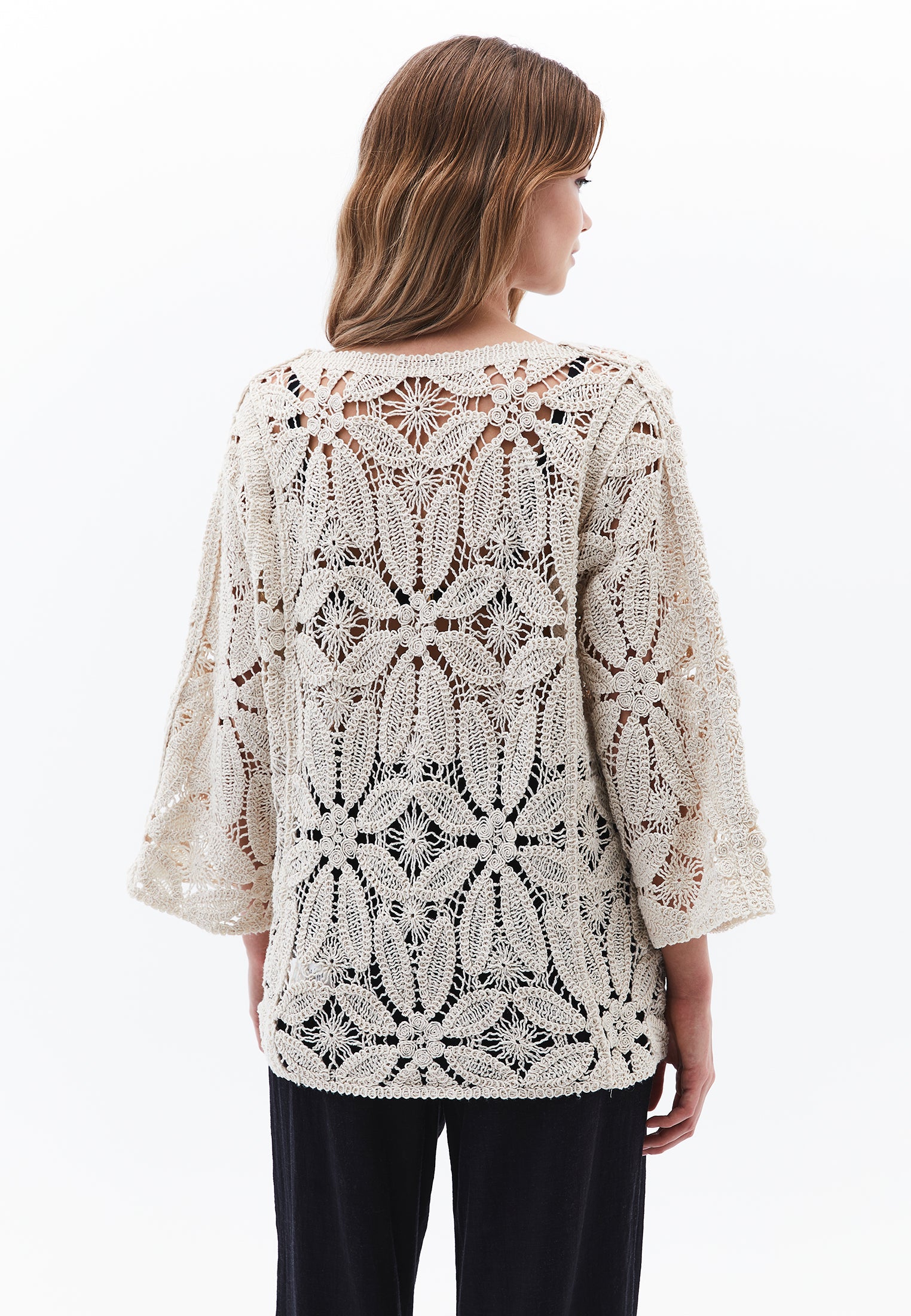 Blouse With Ajour Details - ALMOND MILK