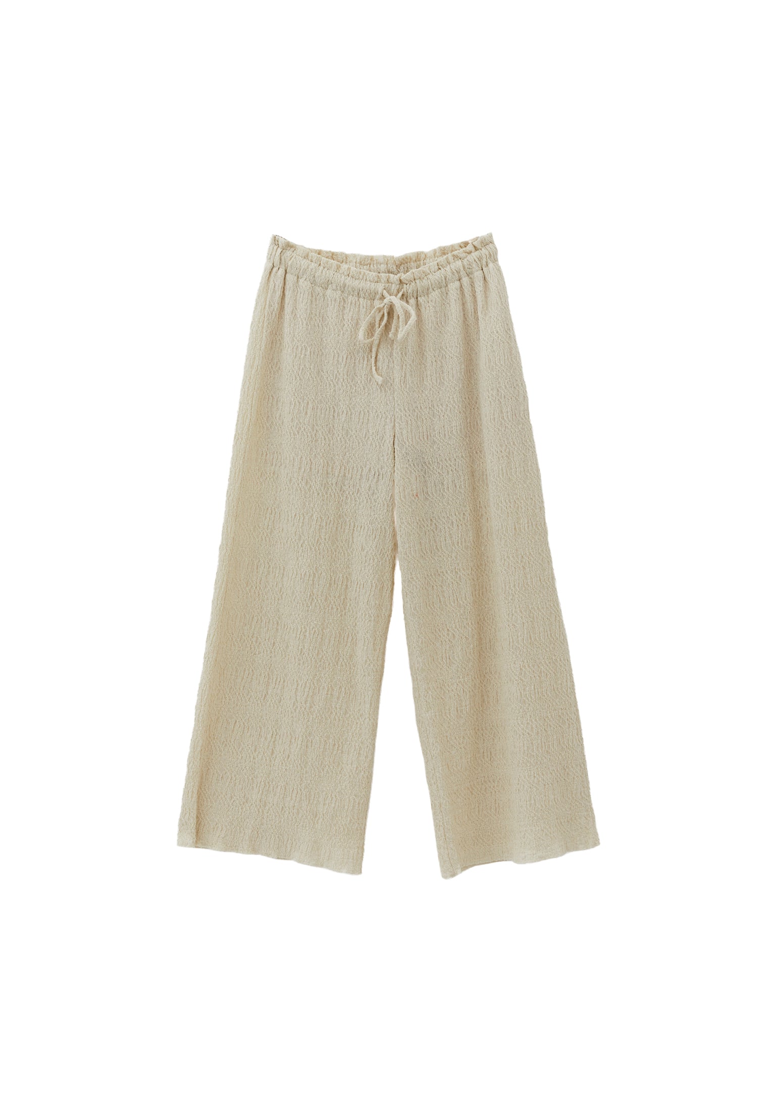 High Waist Midi Culotte Pants - ALMOND MILK