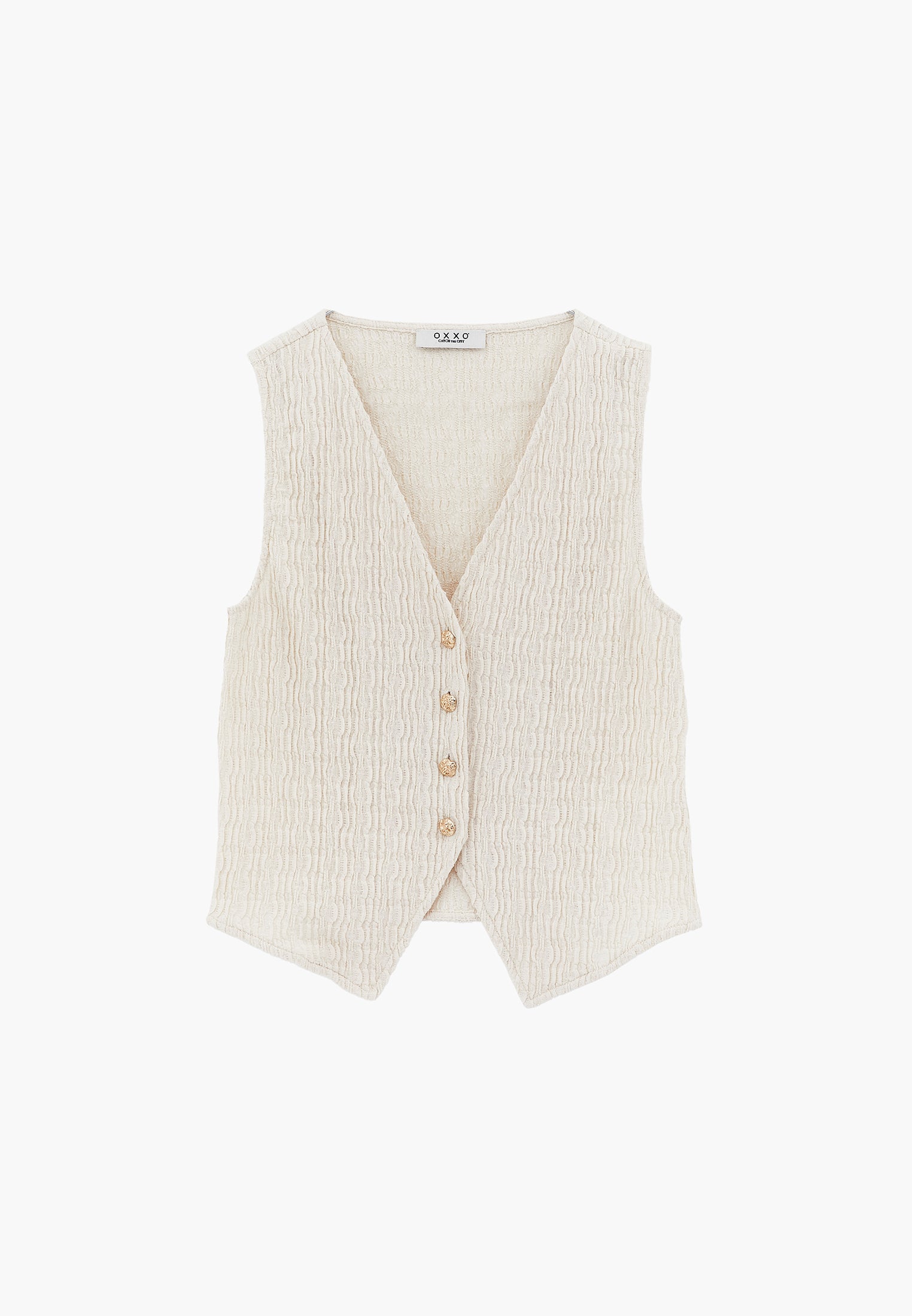 V Neck Closed Form Vest - ALMOND MILK