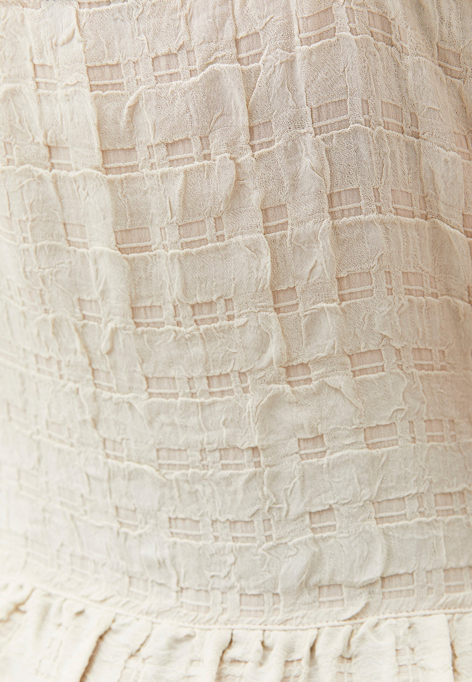 Sleeveless Blouse With Ruffle Details And V-Neck - ALMOND MILK