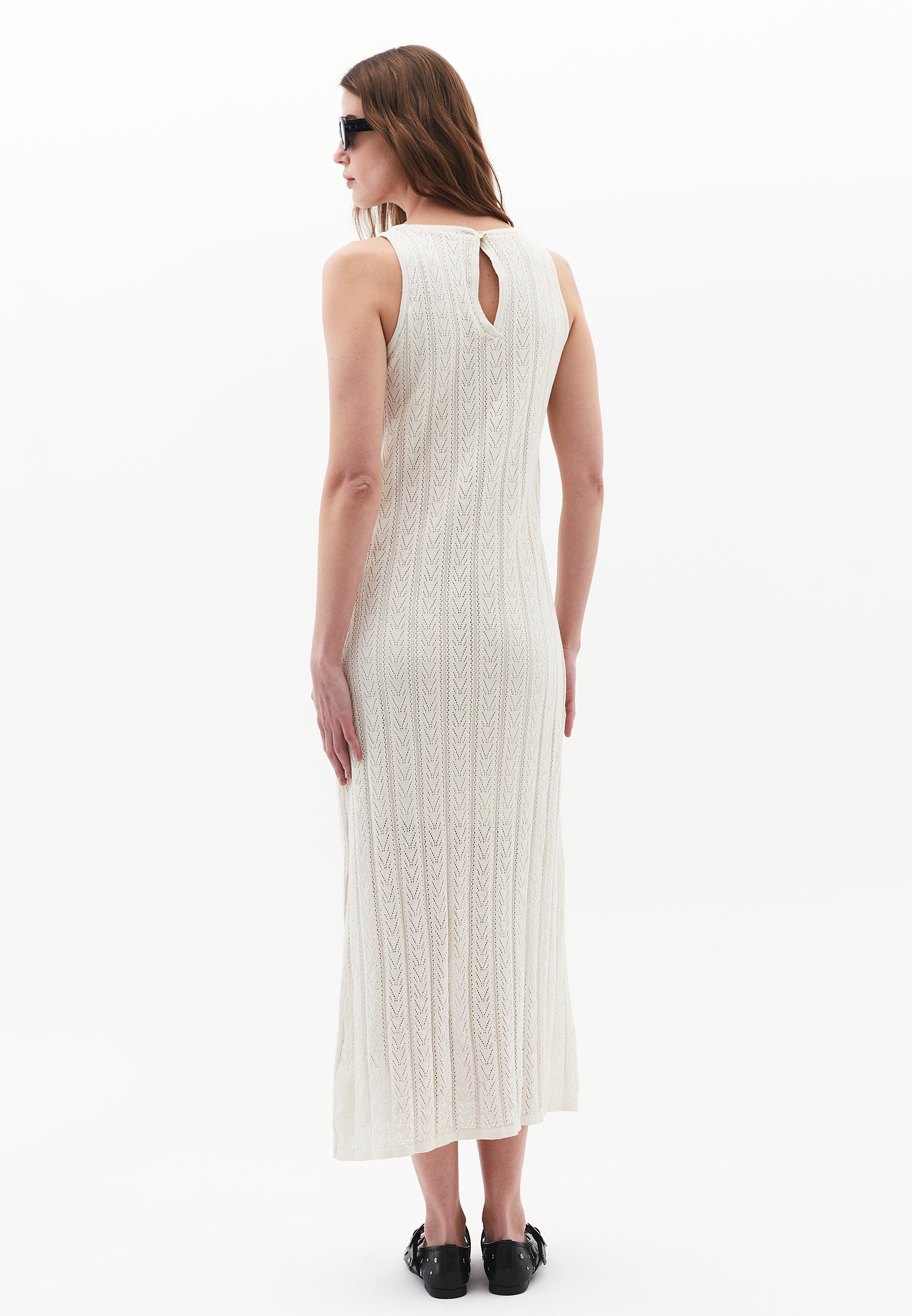Long Dress With Ruffle Details - ALMOND MILK