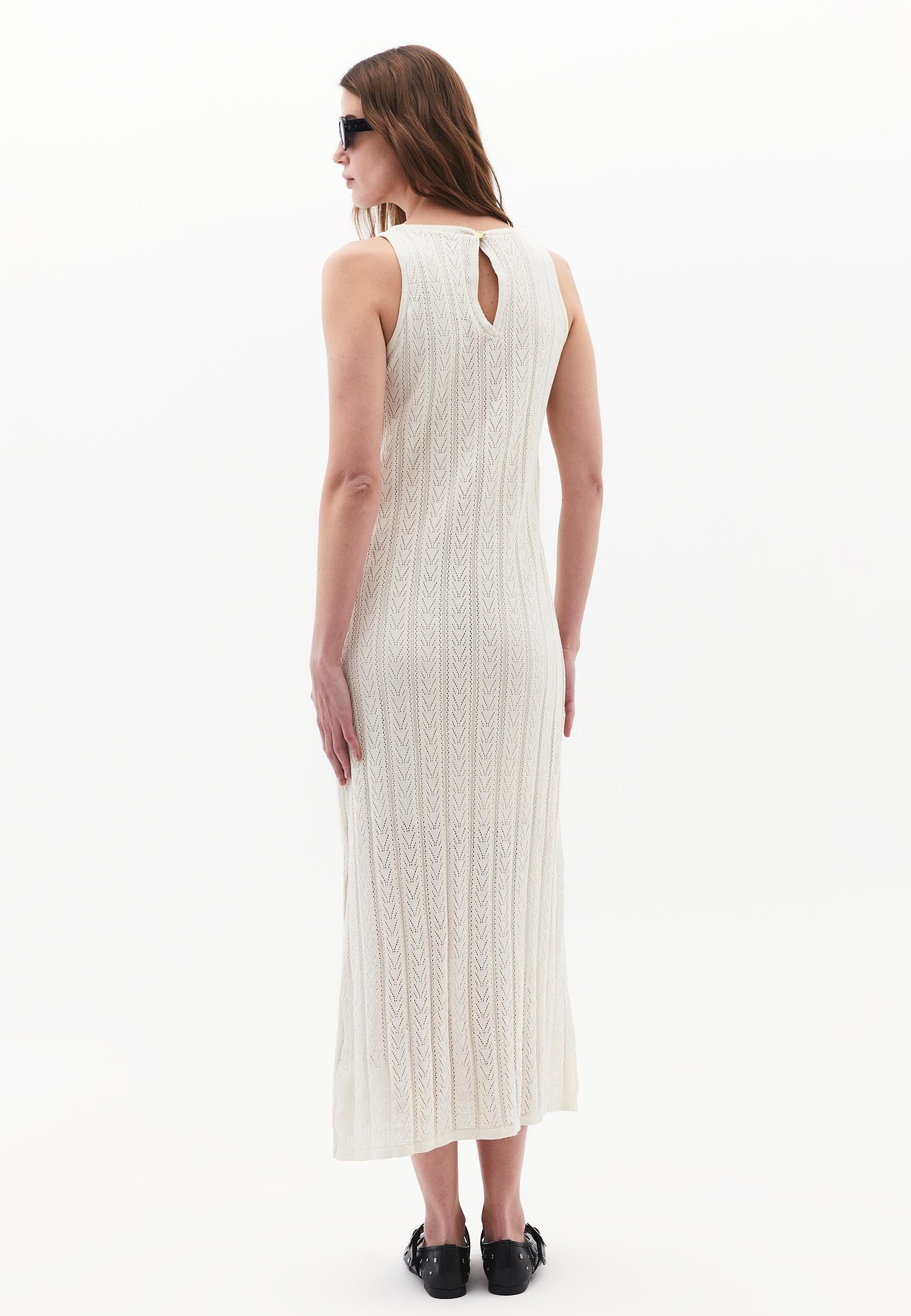 Long Dress With Ruffle Details - ALMOND MILK