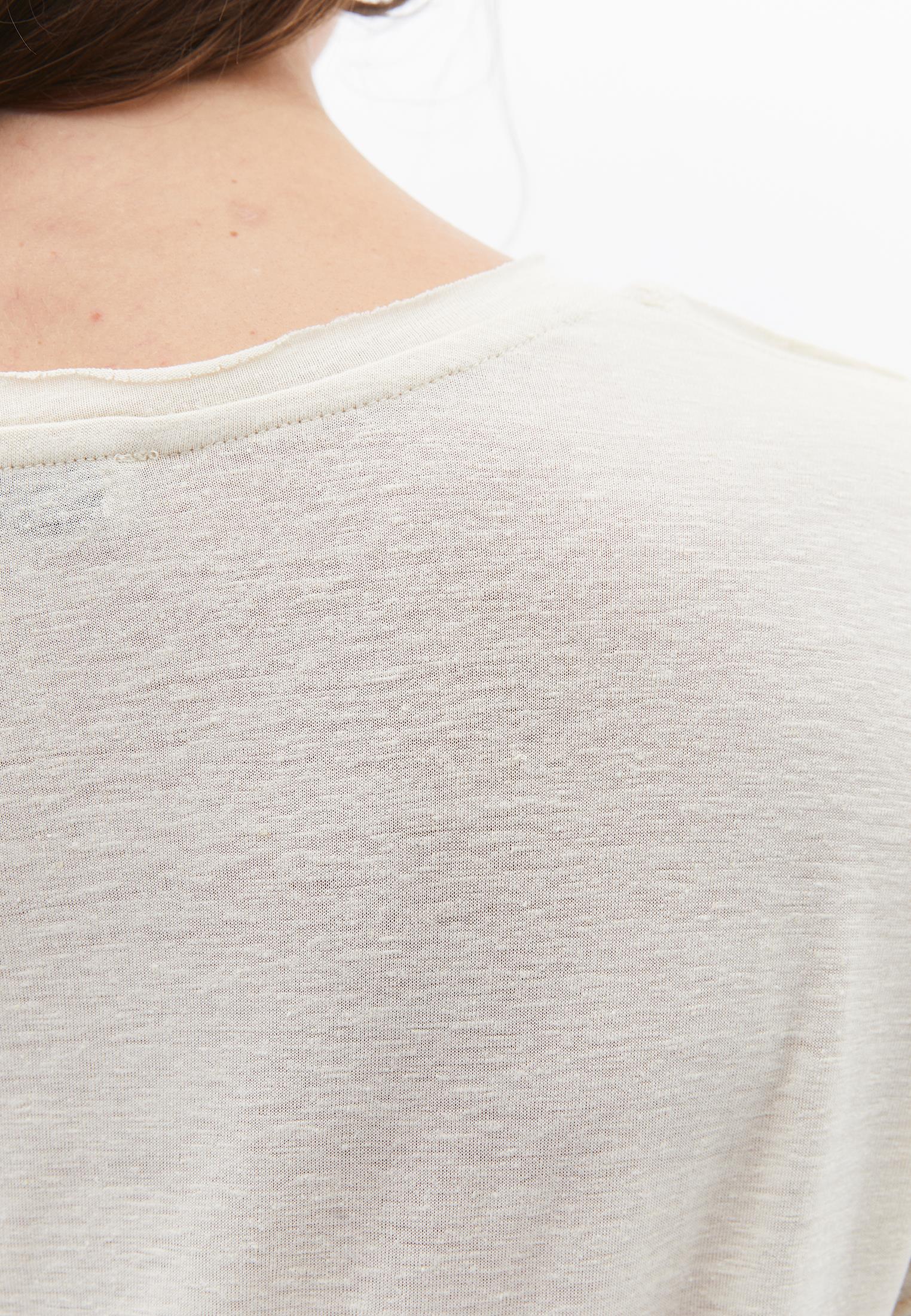 V Neck Short Sleeve T-Shirt - ALMOND MILK