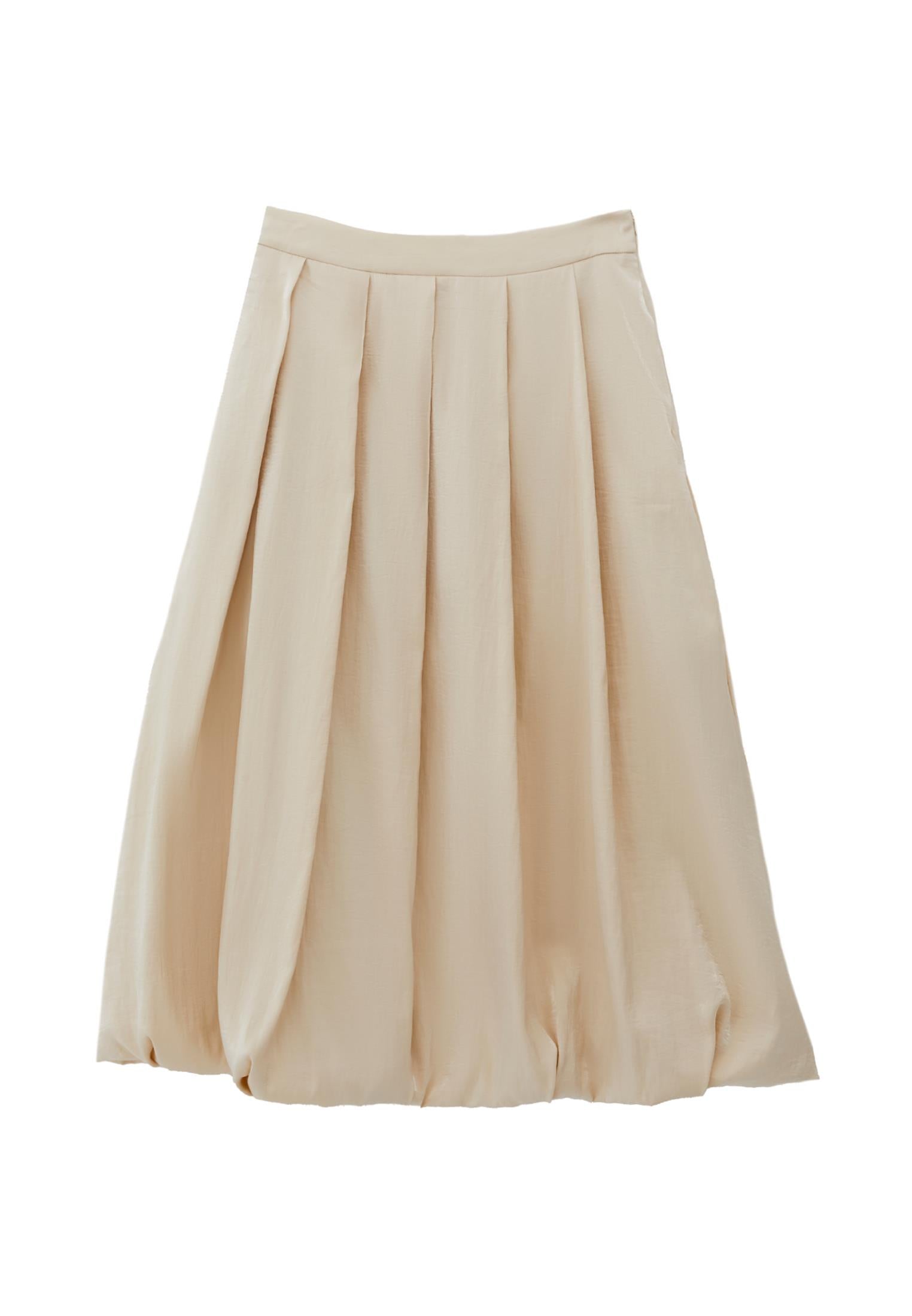 Balloon Shape Long Skirt - ALMOND MILK