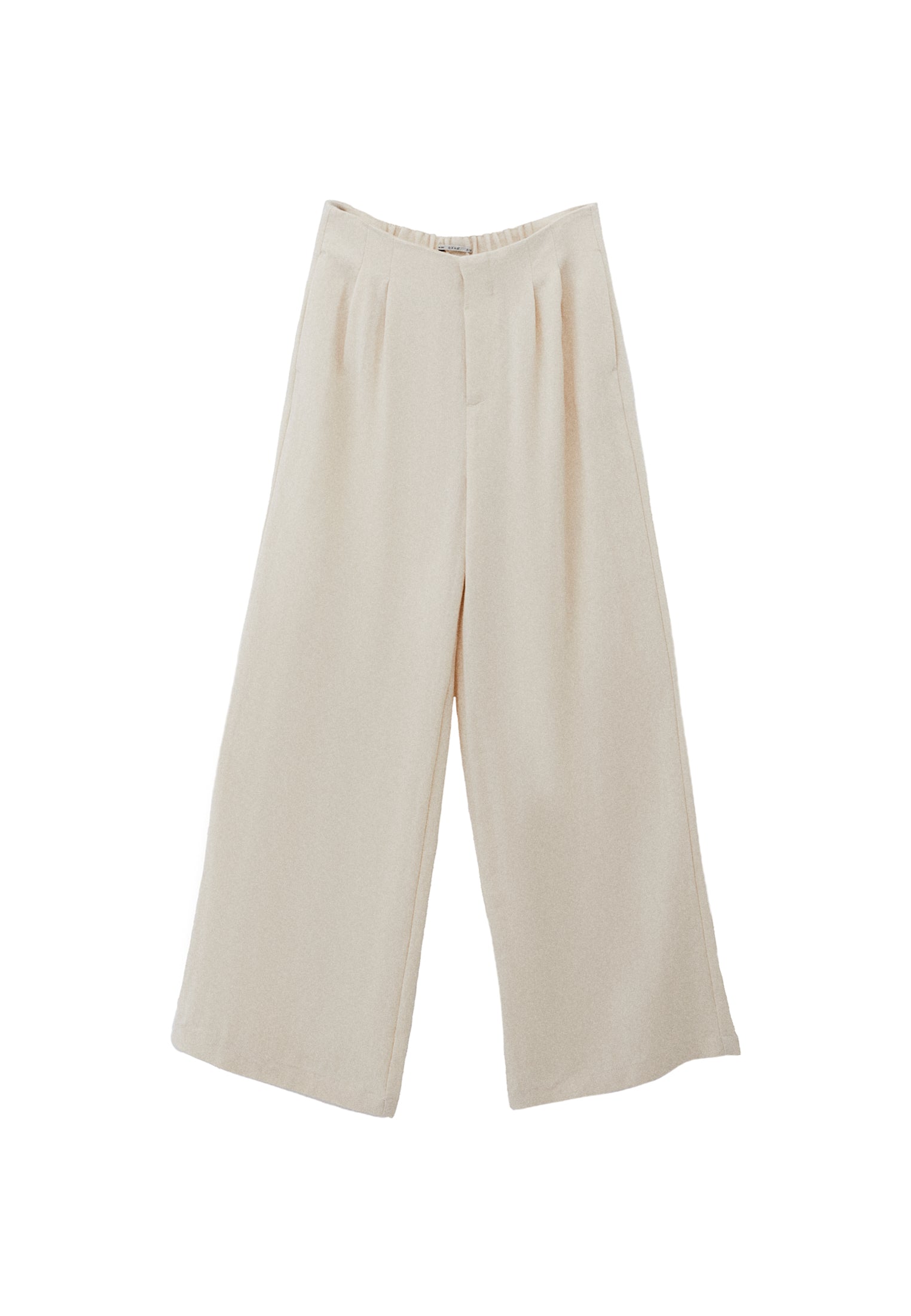 Wide Leg Ultra High Waist Pocket Detail Pants - ALMOND MILK