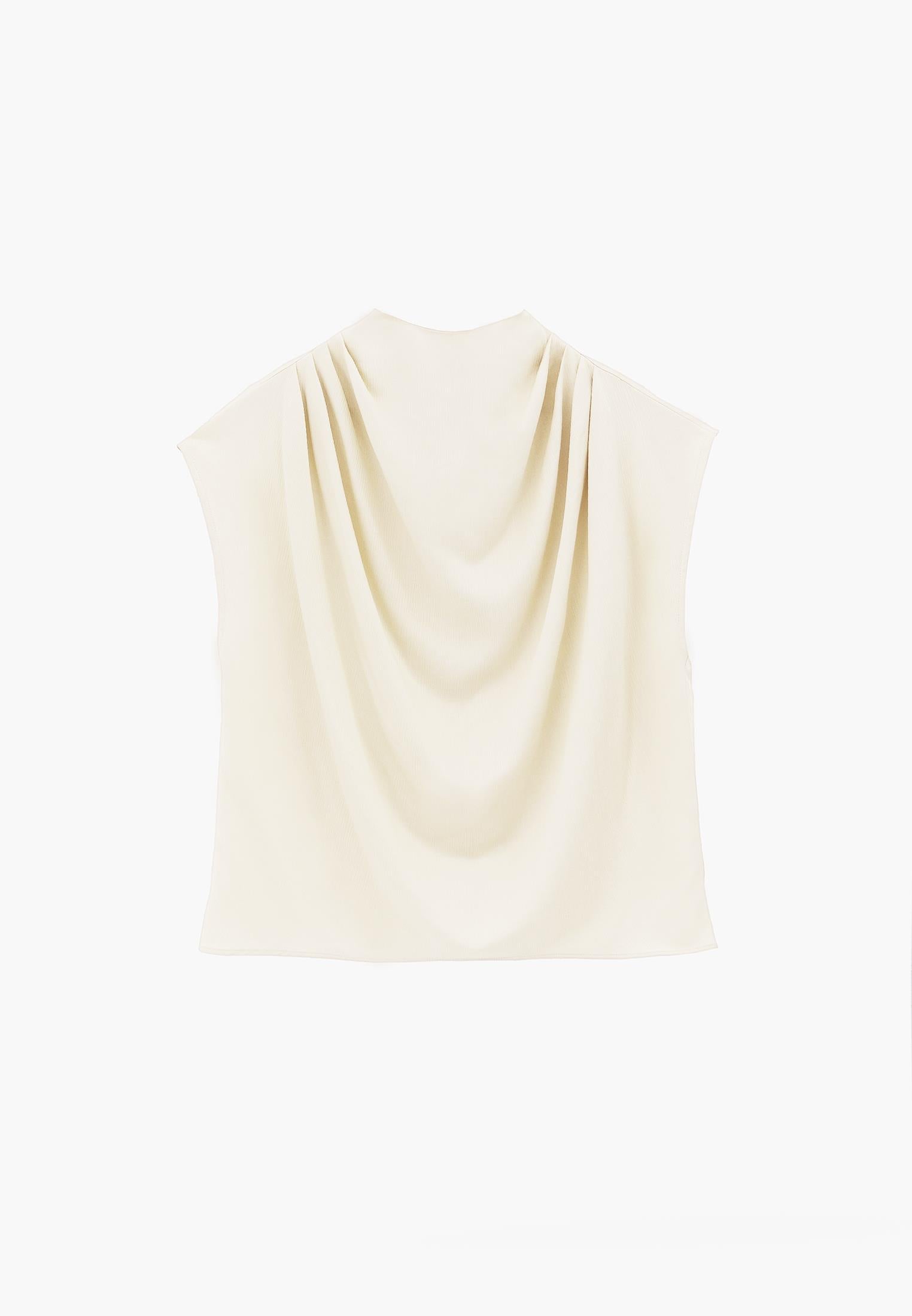 Dégaje Neck Sleeveless Blouse - ALMOND MILK